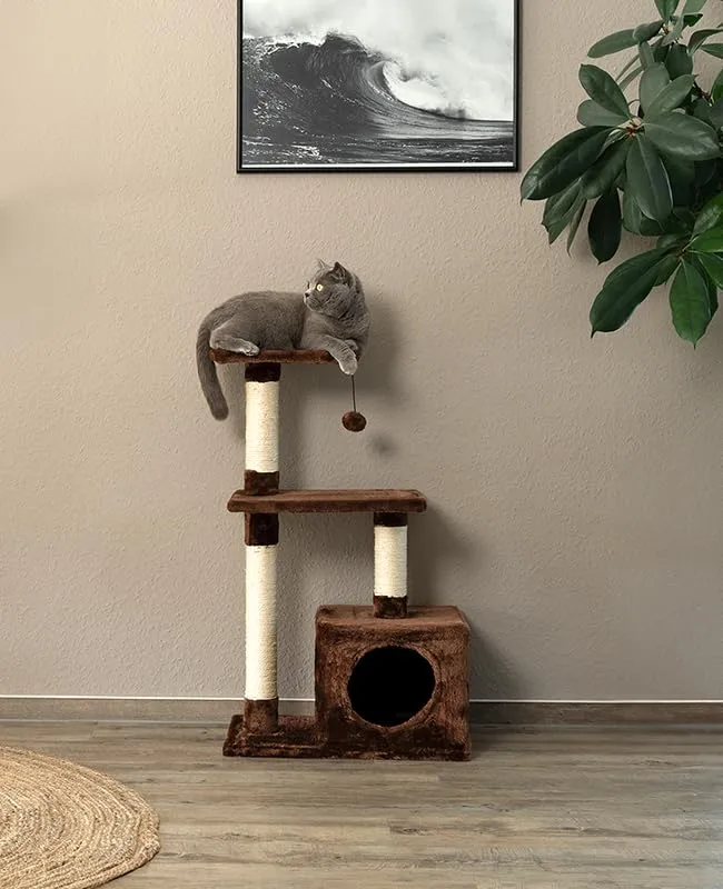 lionto Tiragraffi con Grotta e Colonne, 3 Livelli, 85 cm, Marrone - immagine 3
