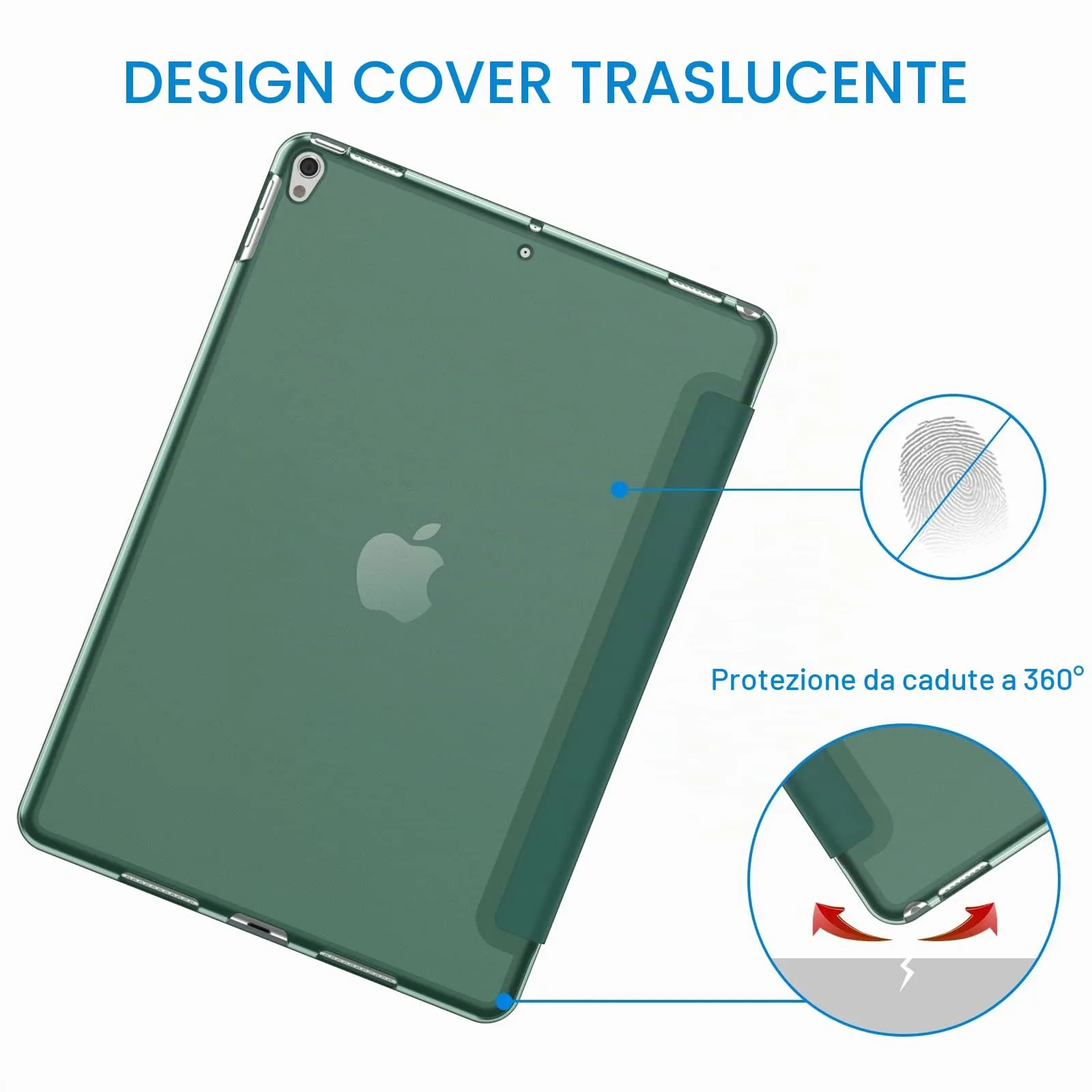 JETech Custodia per iPad Pro 10,5" (2017) e iPad Air 3 (2019), Verde Nebbioso - immagine 4