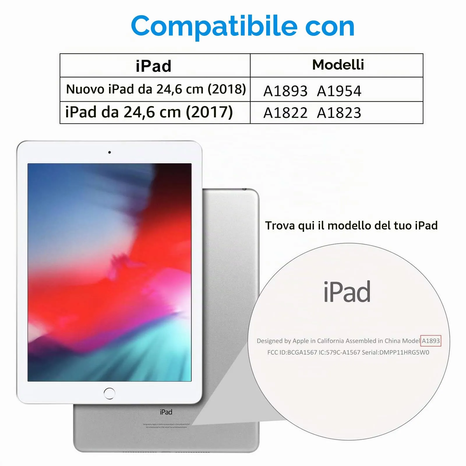 JETech Custodia per iPad 6ª/5ª Gen 9,7" (2018/2017), Marino Intenso - immagine 2
