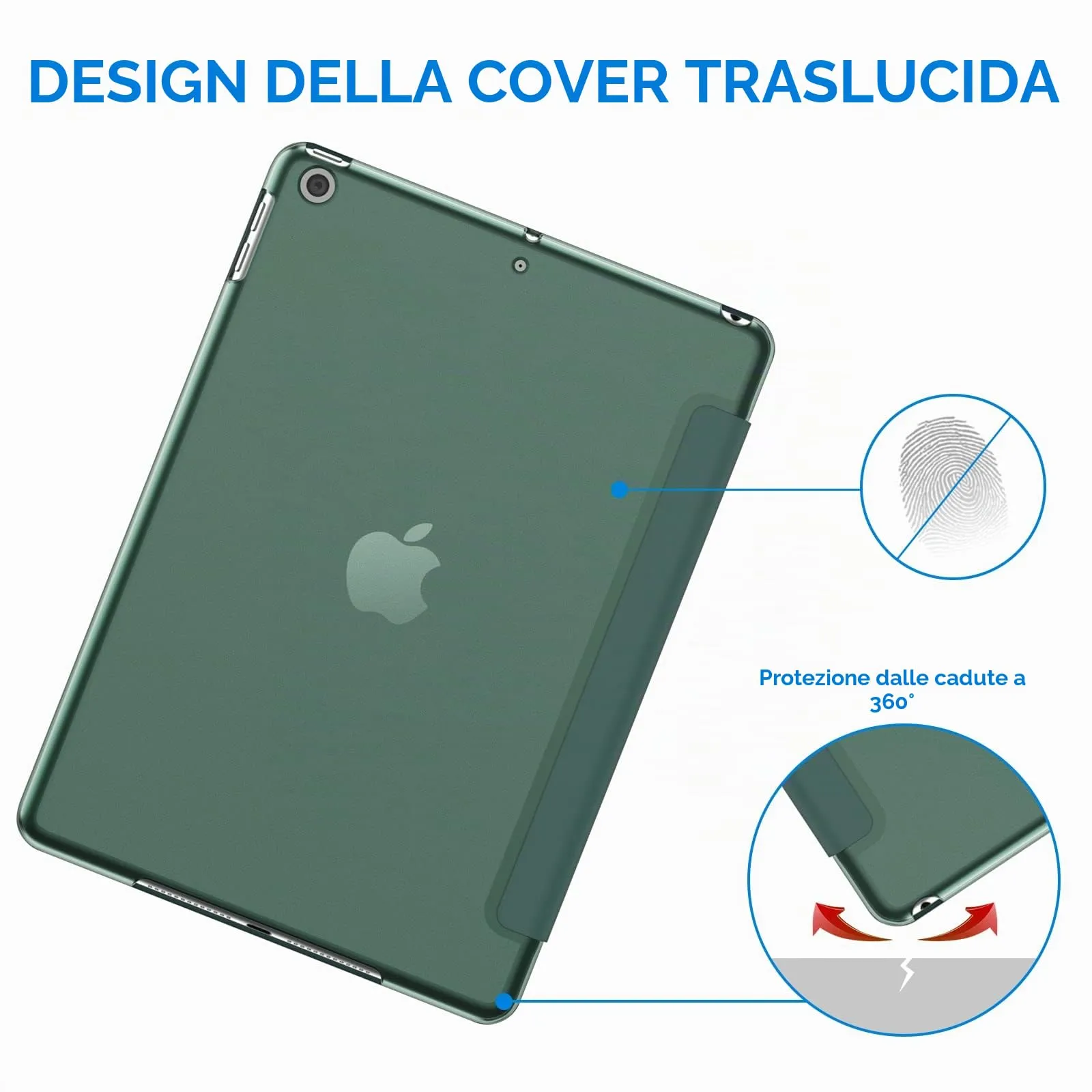 JETech Custodia per iPad 6ª/5ª Gen 9,7" (2018/2017) - Verde Nebbioso - immagine 4