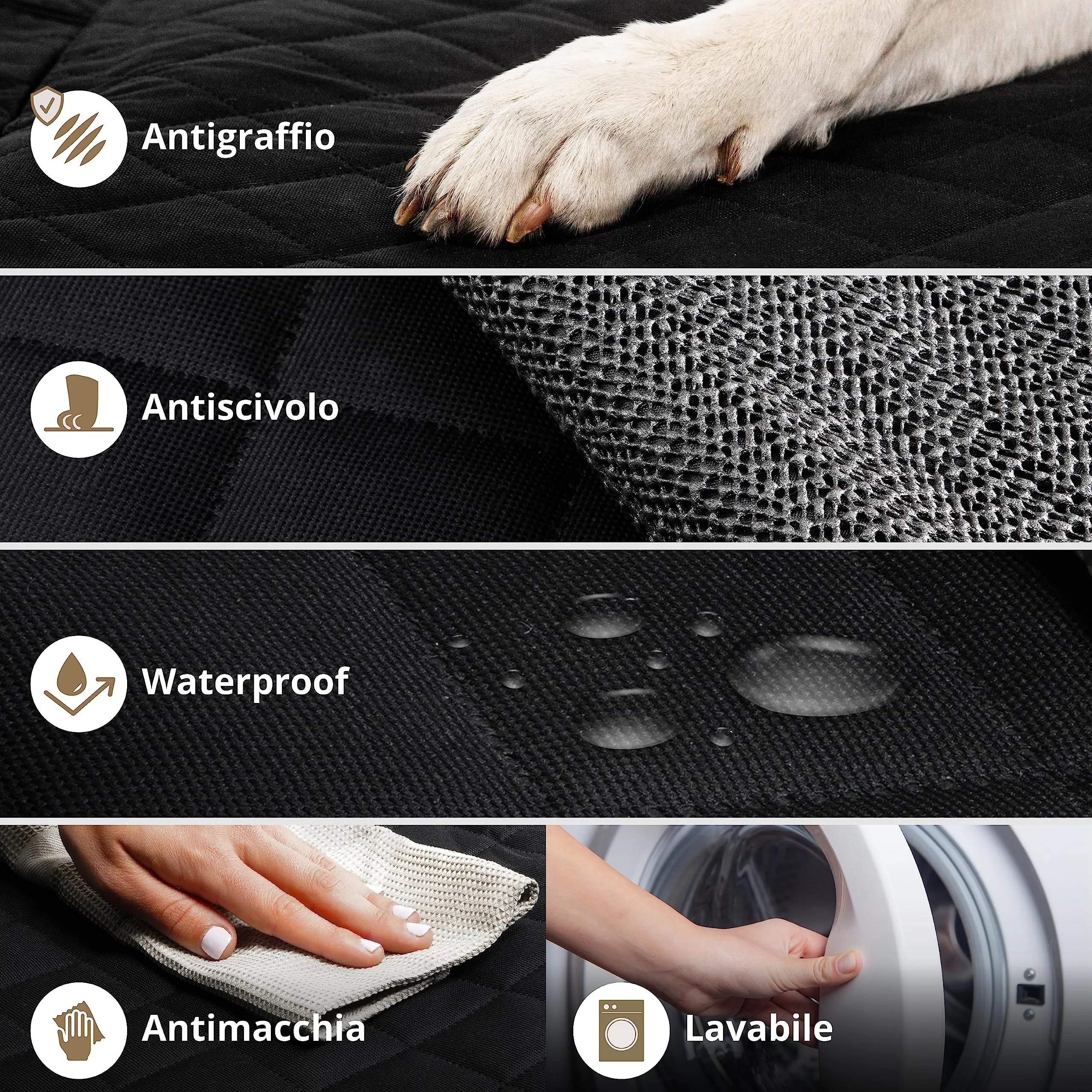 AMZPET Coprisedile Auto per Cani Universale 133 cm, Impermeabile, Antiscivolo e Antigraffio - immagine 4