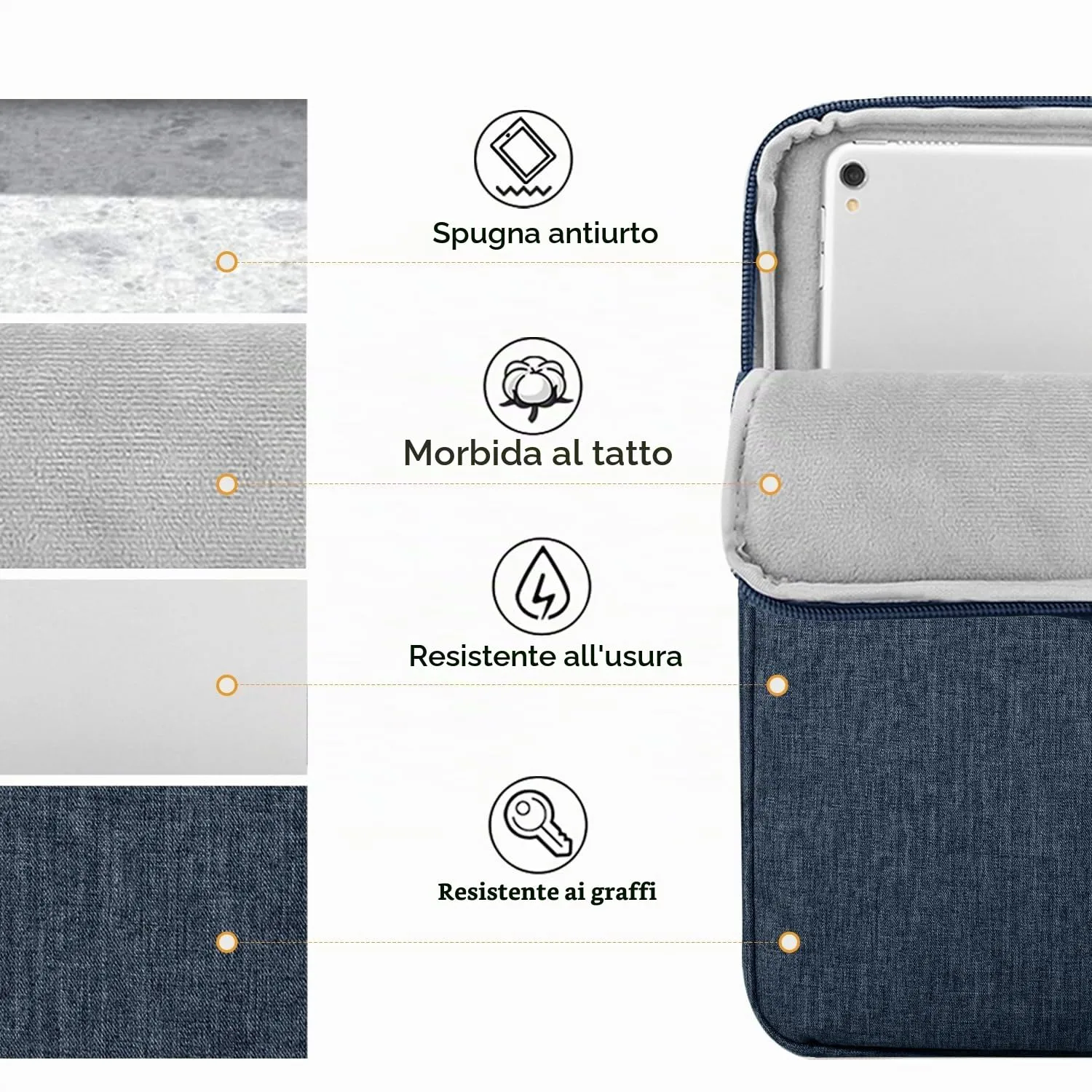TiMOVO Custodia per Tablet 9-11", Grigio-Blu - immagine 7