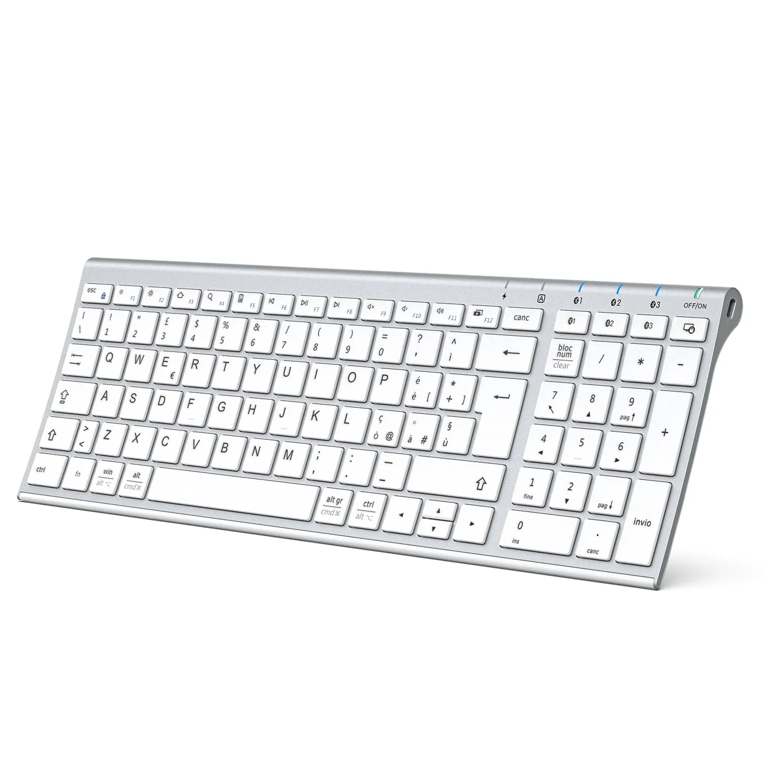 iClever BK10 Tastiera Bluetooth Wireless Ricaricabile, Italiano QWERTY, Argento - immagine 1