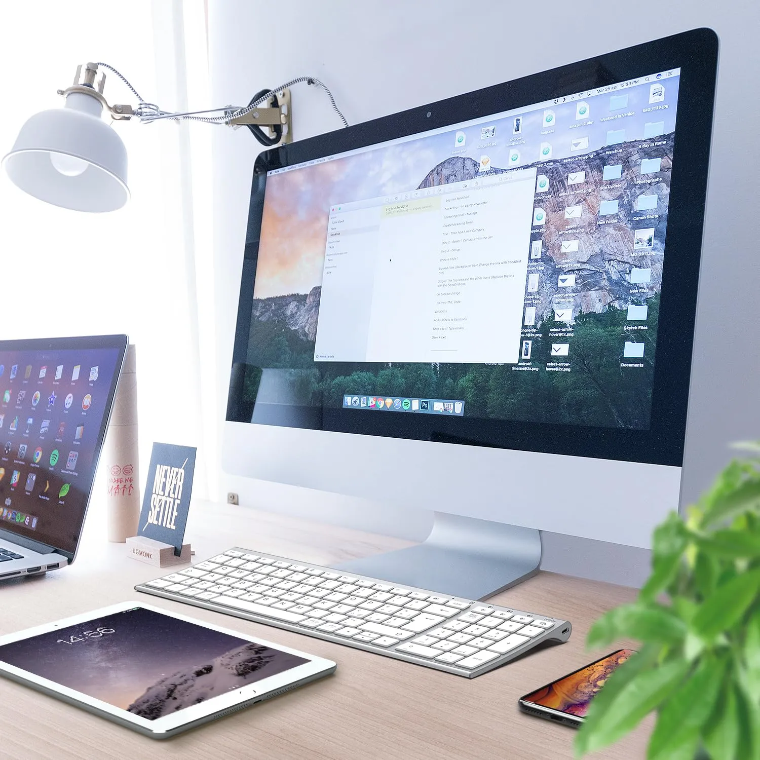 iClever BK10 Tastiera Bluetooth Wireless Ricaricabile, Italiano QWERTY, Argento - immagine 7