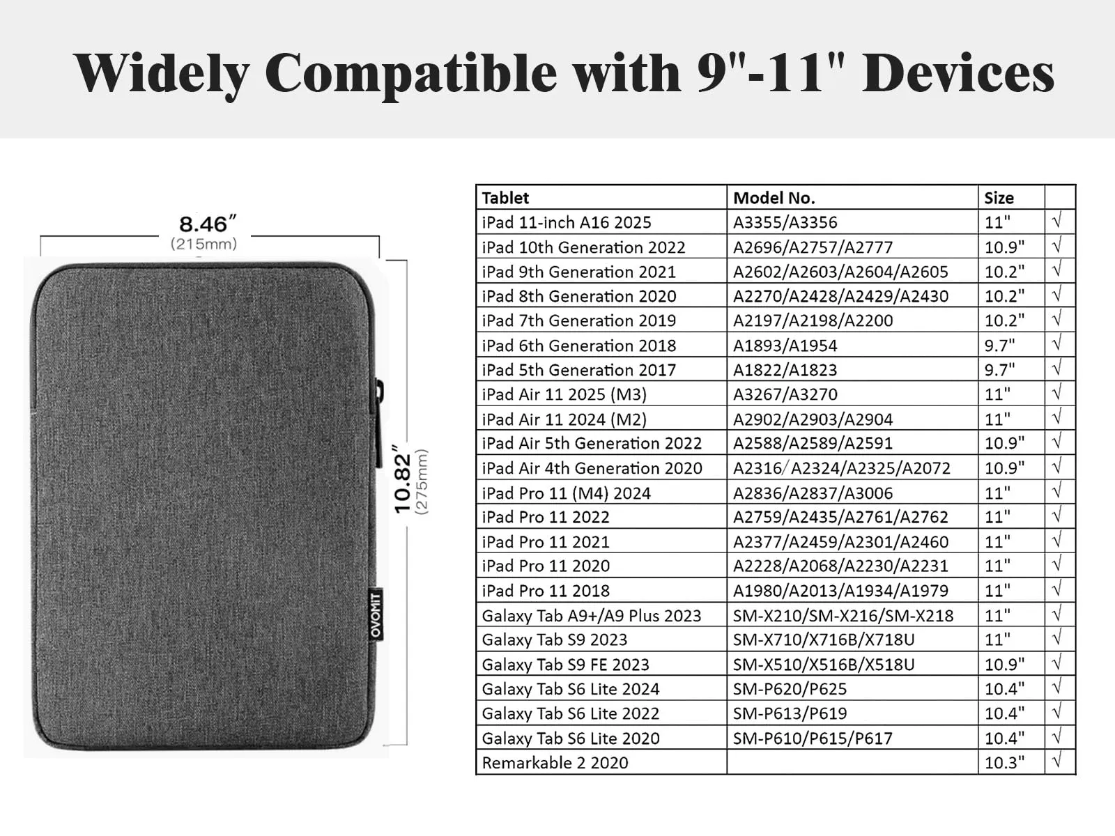 TiMOVO Custodia per Tablet 9-11", Grigio Scuro - immagine 2