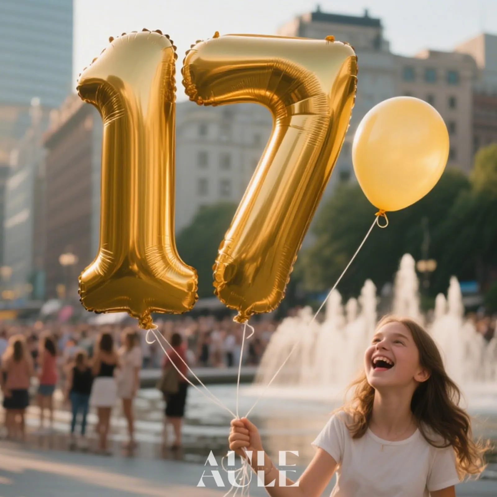 AULE Palloncino Numero 17 Oro, 101 cm, Mylar Foil - immagine 2