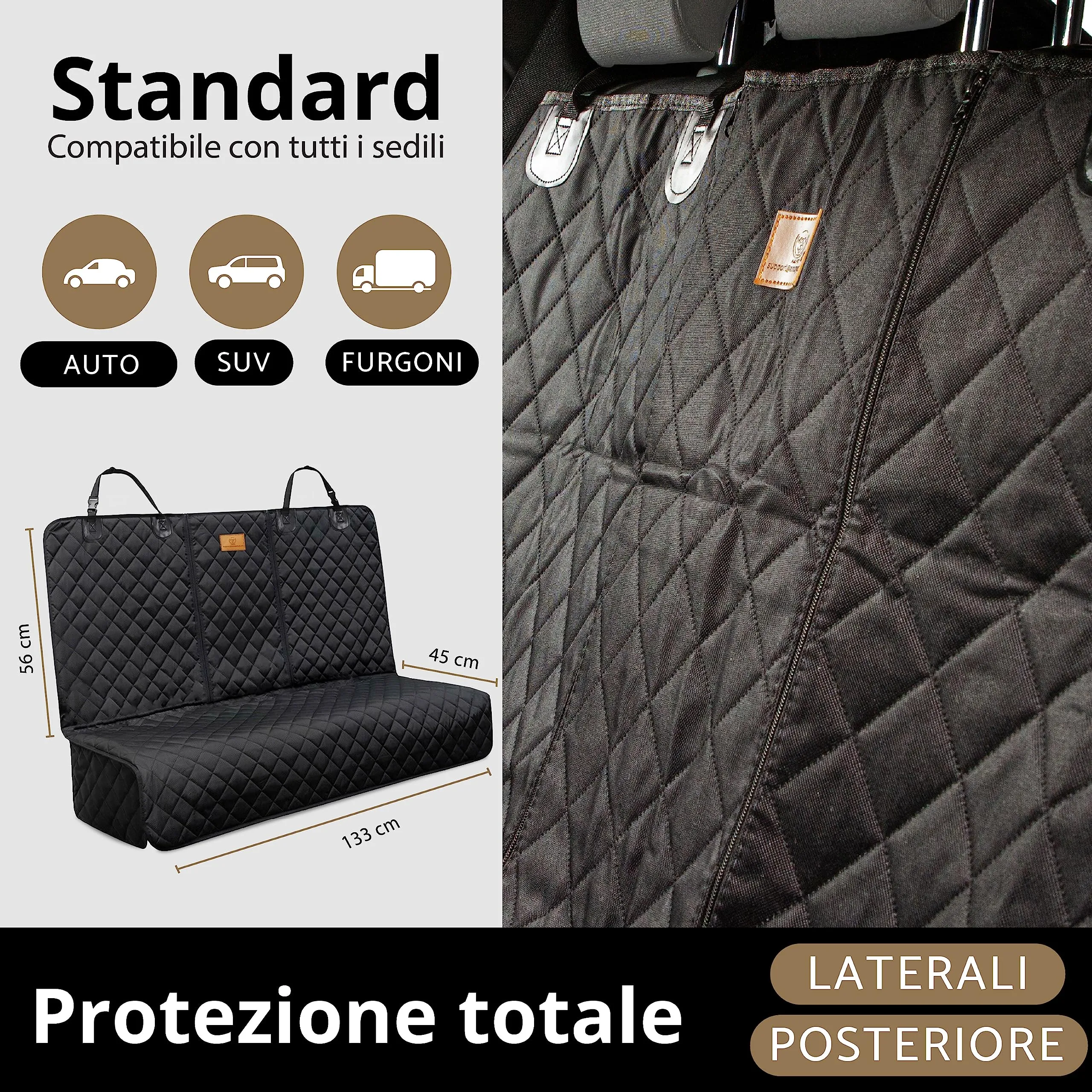 AMZPET Coprisedile Auto Isofix per Cani, Impermeabile e Antigraffio (133 x 56 cm) - immagine 3