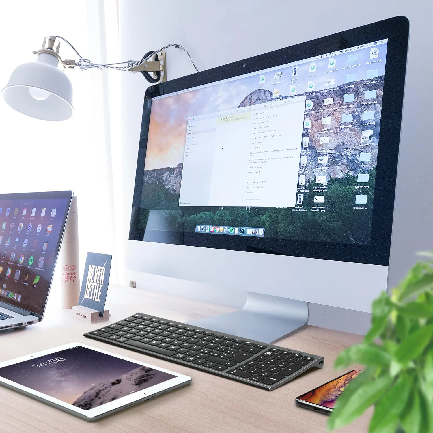 iClever BK10 Tastiera Bluetooth Wireless Ricaricabile, Italiano QWERTY, Grigio - immagine 7