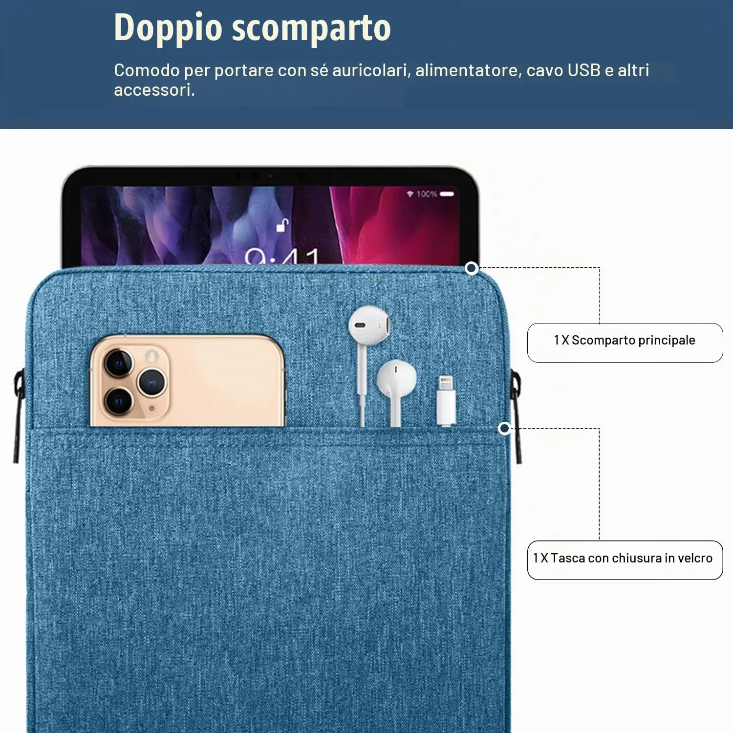 TiMOVO Custodia per Tablet 9-11", Blu - immagine 3