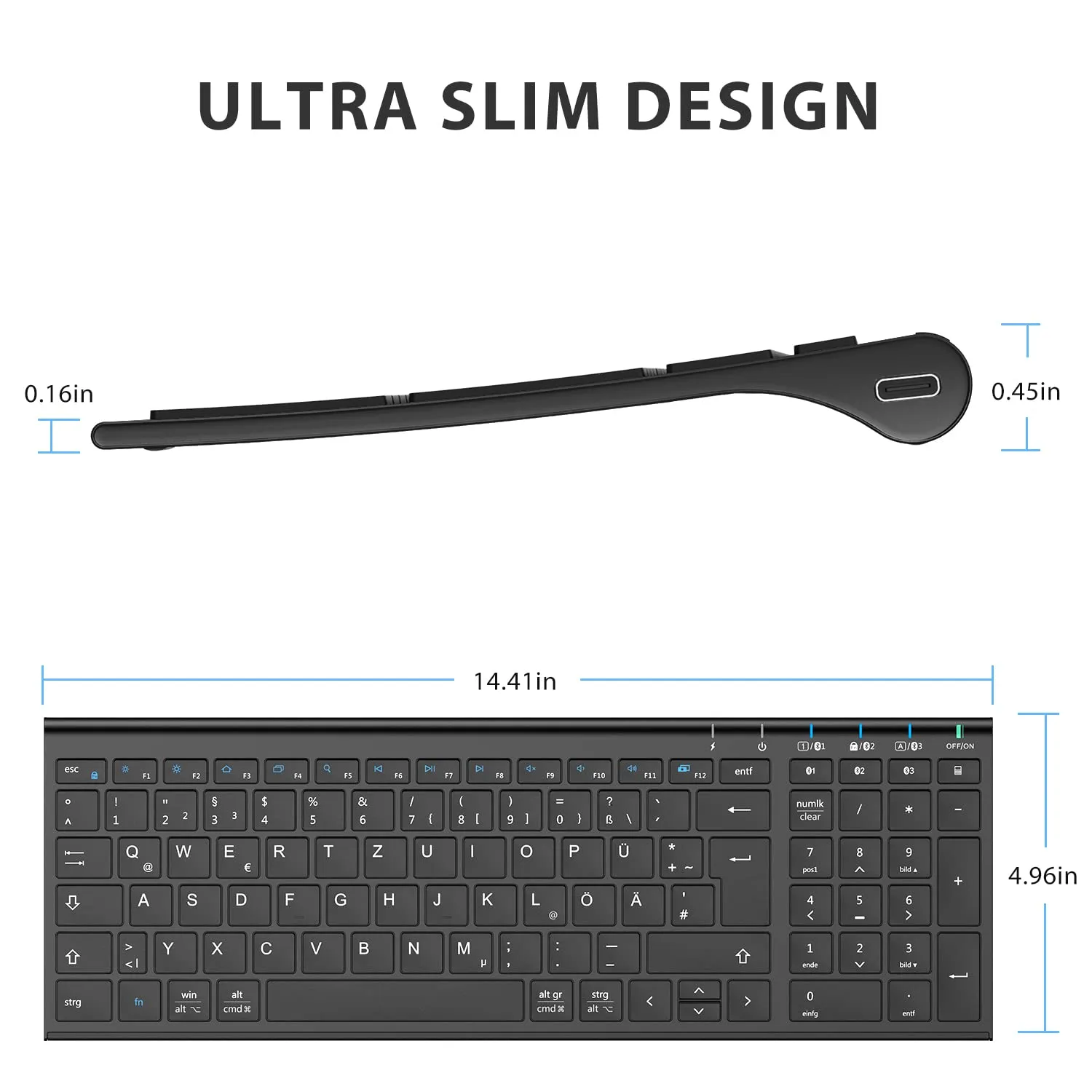 iClever BK10 Tastiera Bluetooth Layout Tedesco QWERTZ - immagine 5