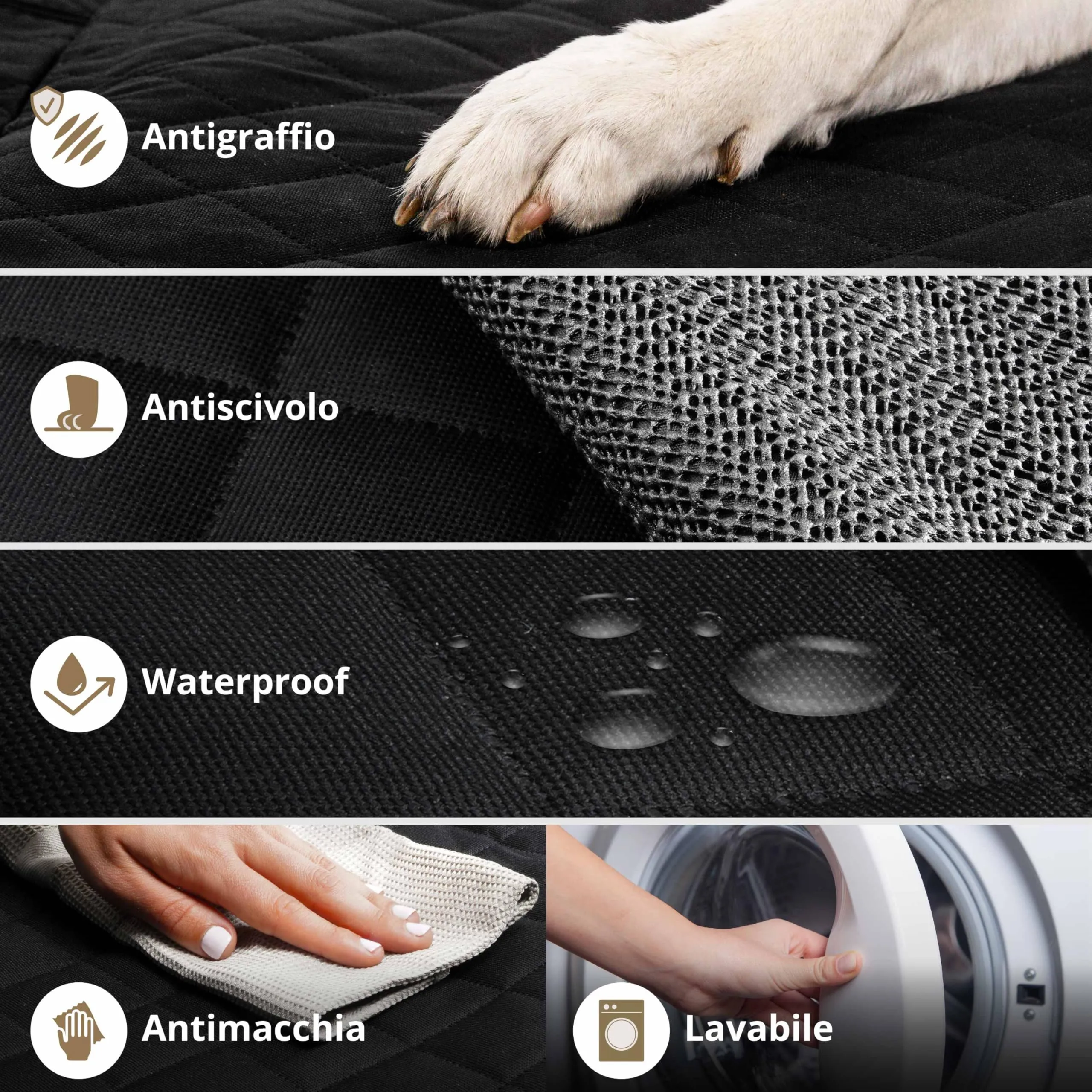 AMZPET Coprisedile Auto per Cani Impermeabile Antiscivolo e Antigraffio, 56 x 45 x 143 cm - immagine 4
