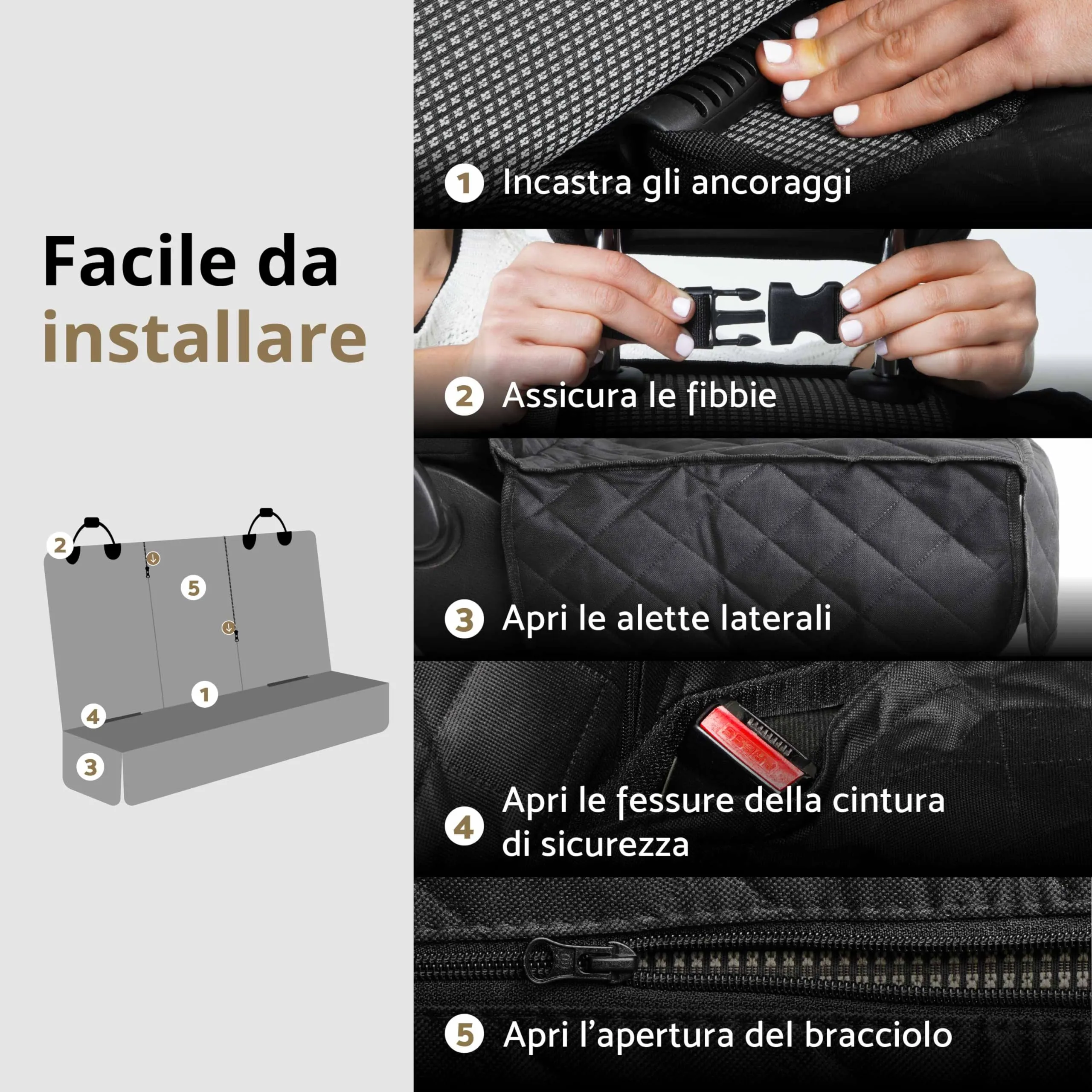 AMZPET Coprisedile Auto per Cani Impermeabile Antiscivolo e Antigraffio, 56 x 45 x 143 cm - immagine 5