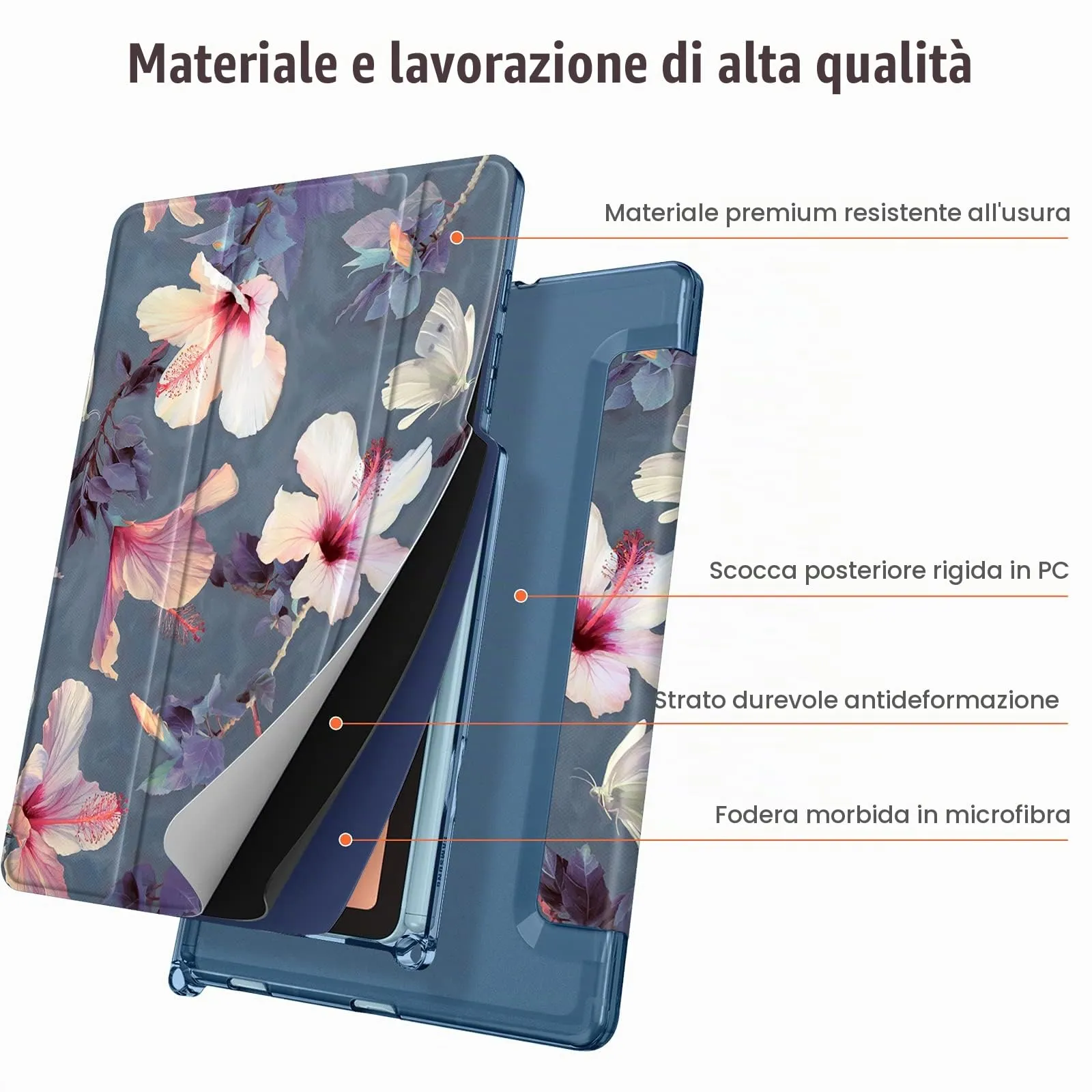 FINTIE Cover per Samsung Galaxy Tab S6 Lite 10.4 Pollici (2020/2022/2024), Floreale, Z-Blooming Hibiscus - immagine 8