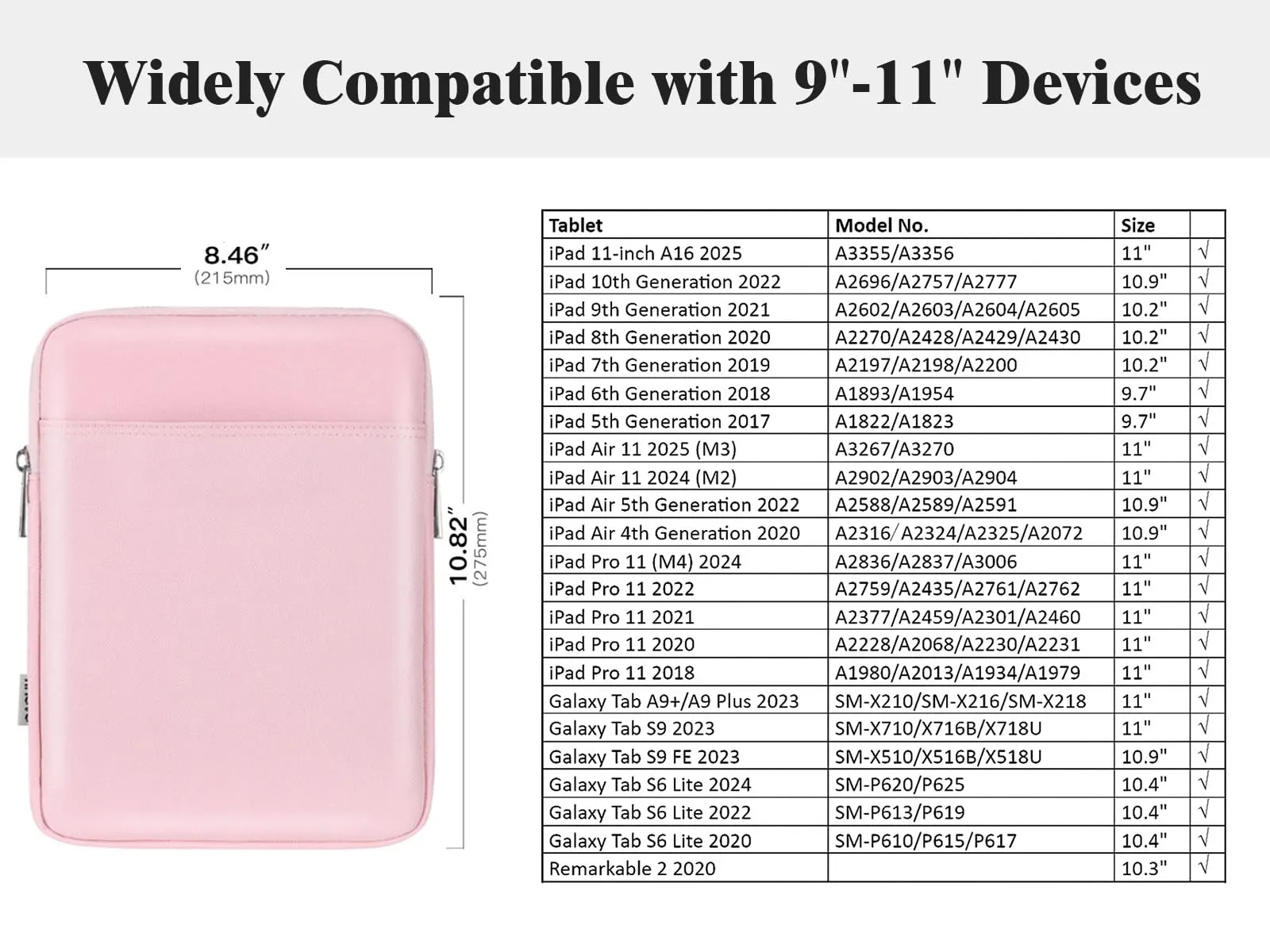 TiMOVO Custodia per Tablet 9-11", Rosa - immagine 2