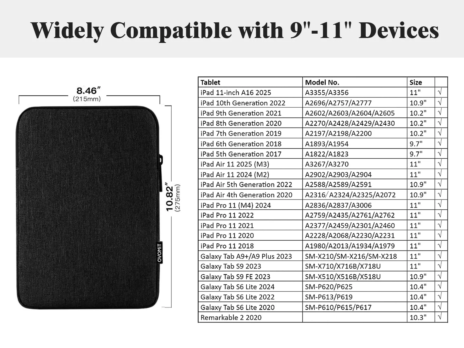 TiMOVO Custodia per Tablet 9-11", Nero - immagine 2