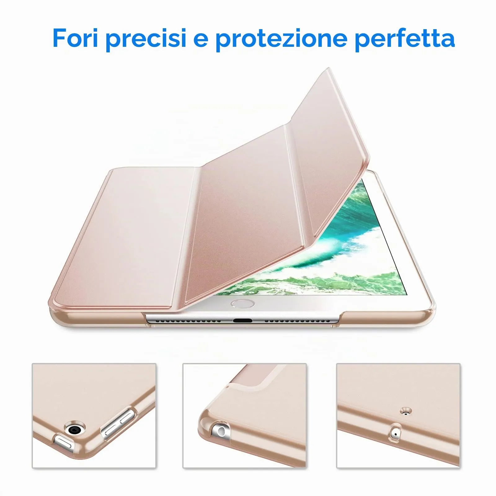 JETech Custodia per iPad 6ª/5ª Gen 9,7" (2018/2017) - Oro Rosa - immagine 3