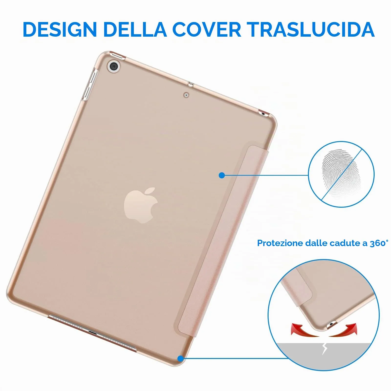 JETech Custodia per iPad 6ª/5ª Gen 9,7" (2018/2017) - Oro Rosa - immagine 4