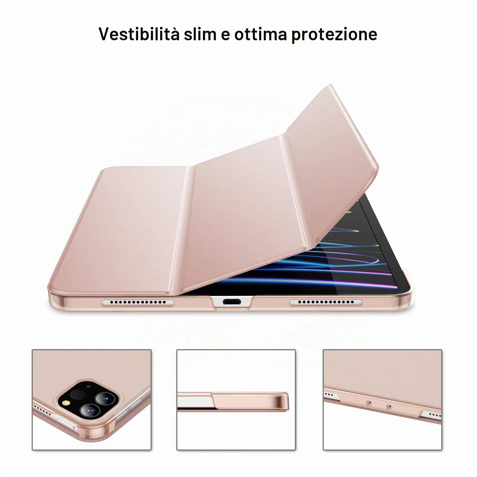 JETech Custodia per iPad Pro 11" (2018-2022), Oro Rosa - immagine 3