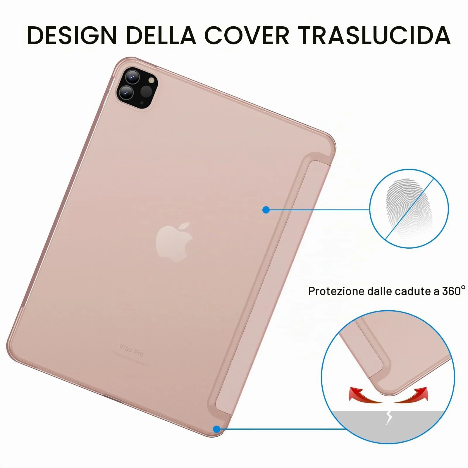 JETech Custodia per iPad Pro 11" (2018-2022), Oro Rosa - immagine 4