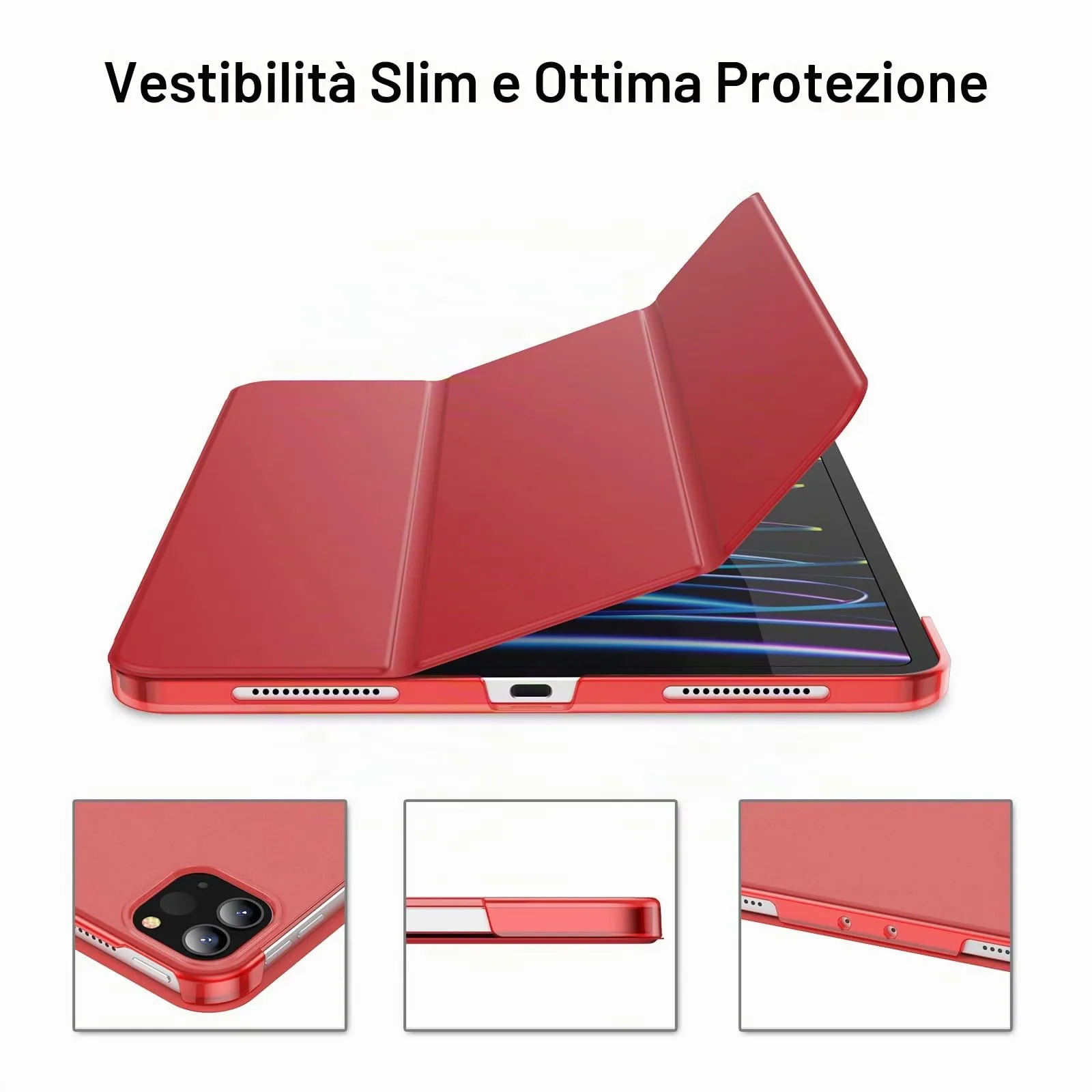 JETech Custodia per iPad Pro 11" (2018-2022), Rosso - immagine 3