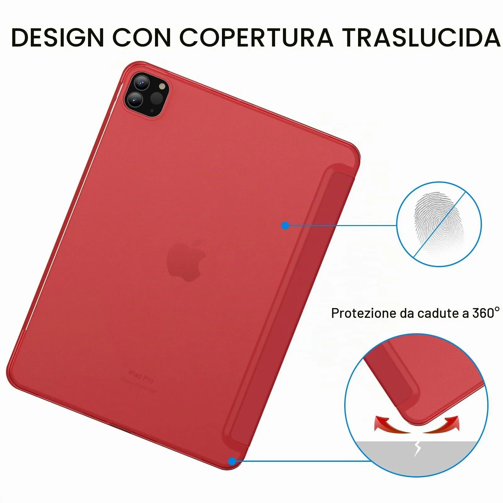 JETech Custodia per iPad Pro 11" (2018-2022), Rosso - immagine 4