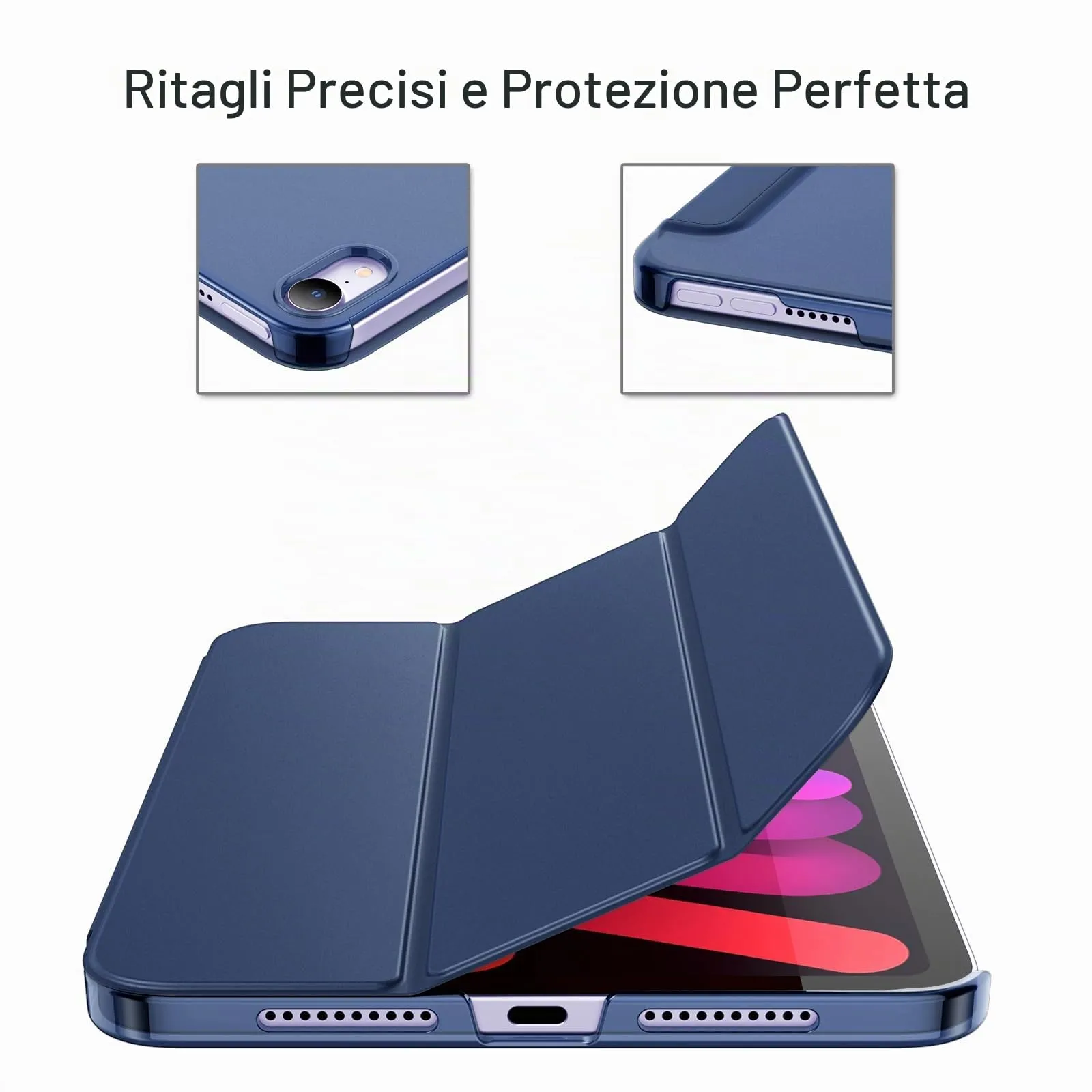 JETech Custodia per iPad mini A17 Pro/6ª Gen, Blu Marino - immagine 3