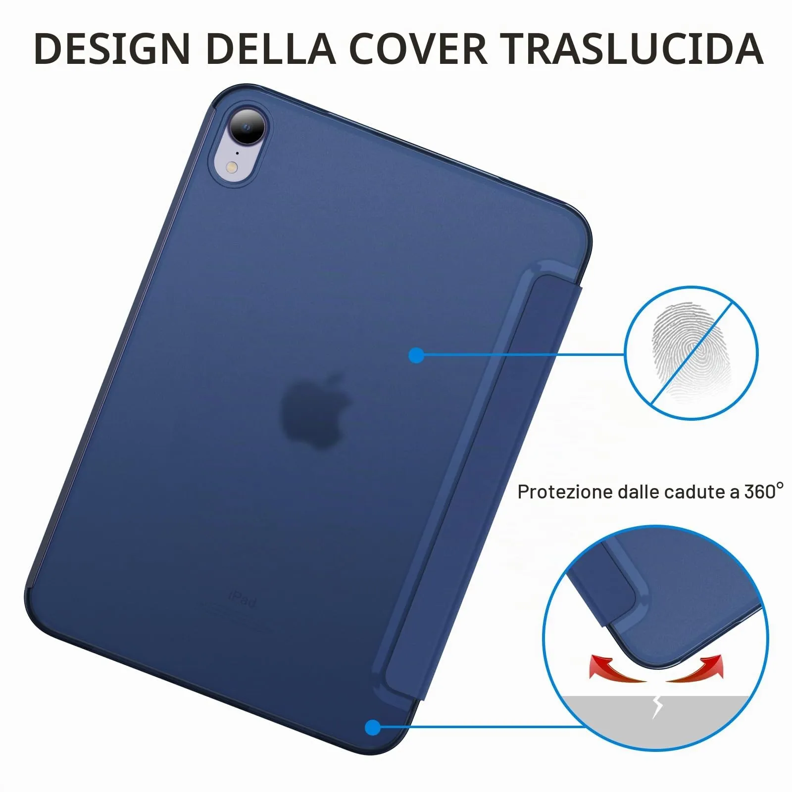 JETech Custodia per iPad mini A17 Pro/6ª Gen, Blu Marino - immagine 4