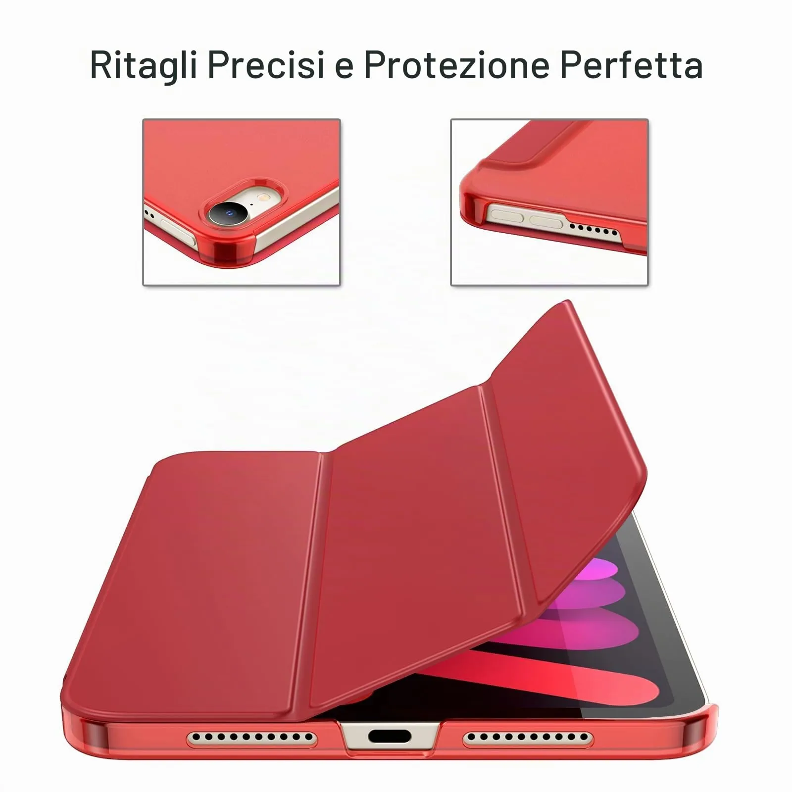 JETech Custodia per iPad mini A17 Pro/6ª Gen, Rosso - immagine 3