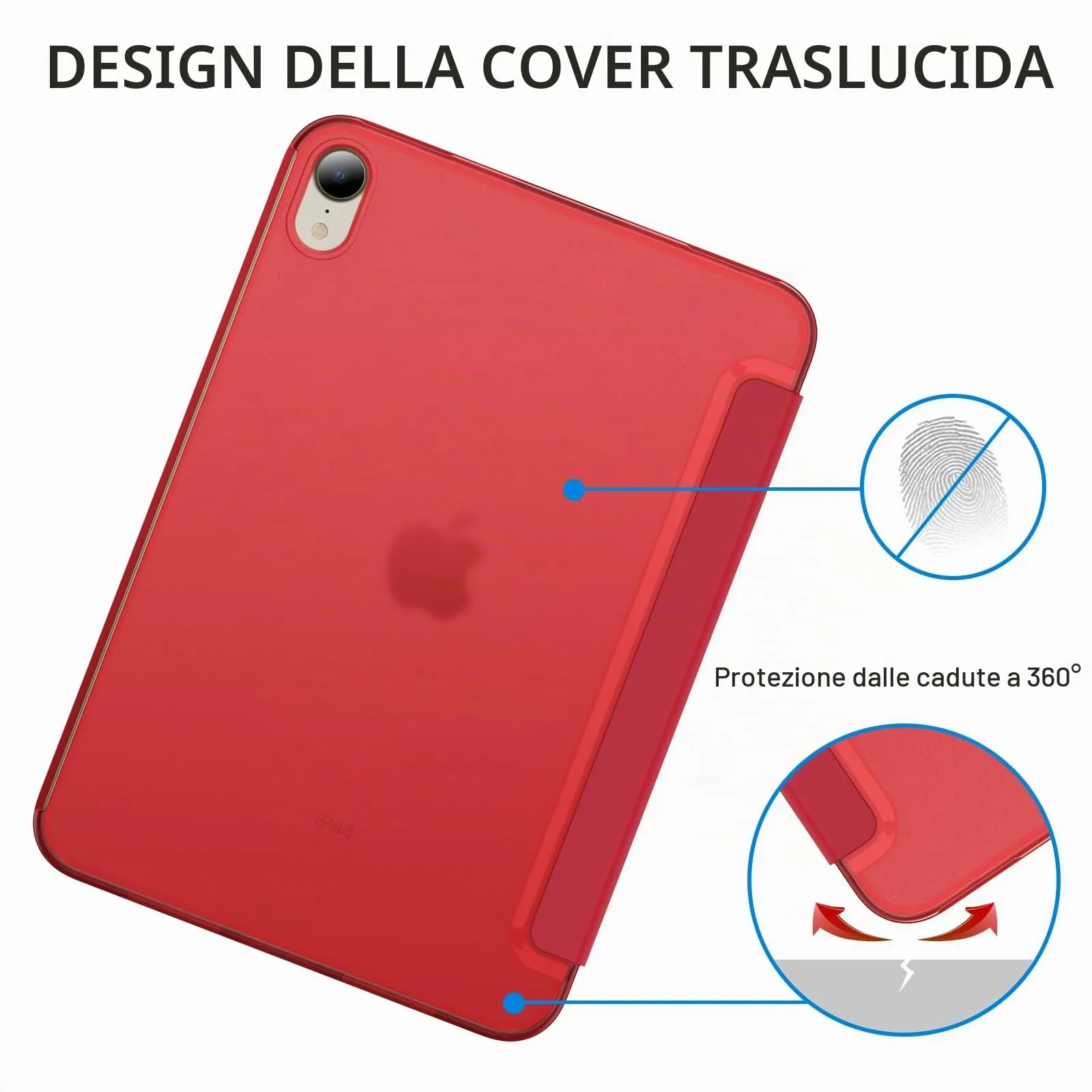 JETech Custodia per iPad mini A17 Pro/6ª Gen, Rosso - immagine 4
