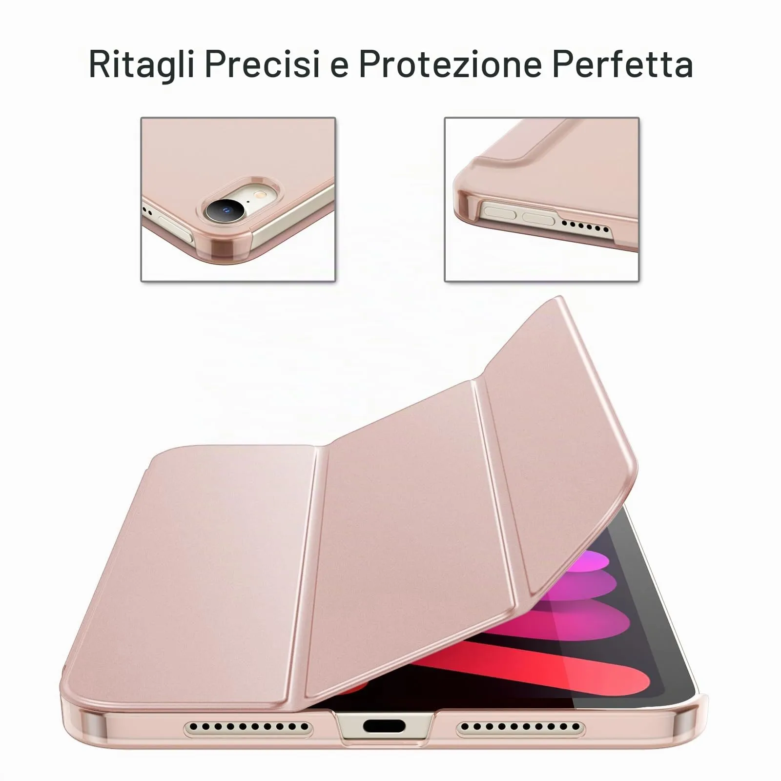 JETech Custodia per iPad mini A17 Pro/6ª Gen, Oro rosa - immagine 3
