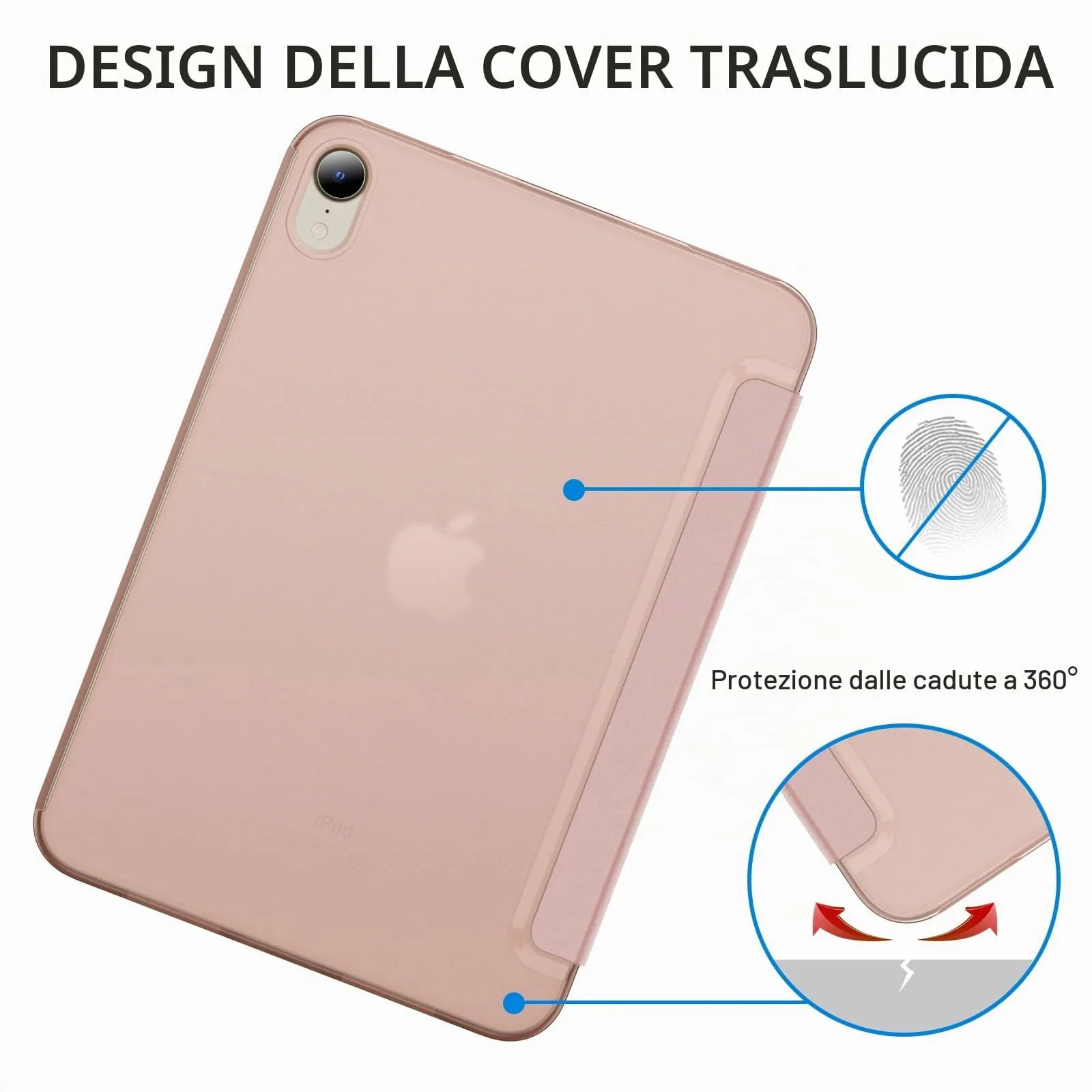 JETech Custodia per iPad mini A17 Pro/6ª Gen, Oro rosa - immagine 4