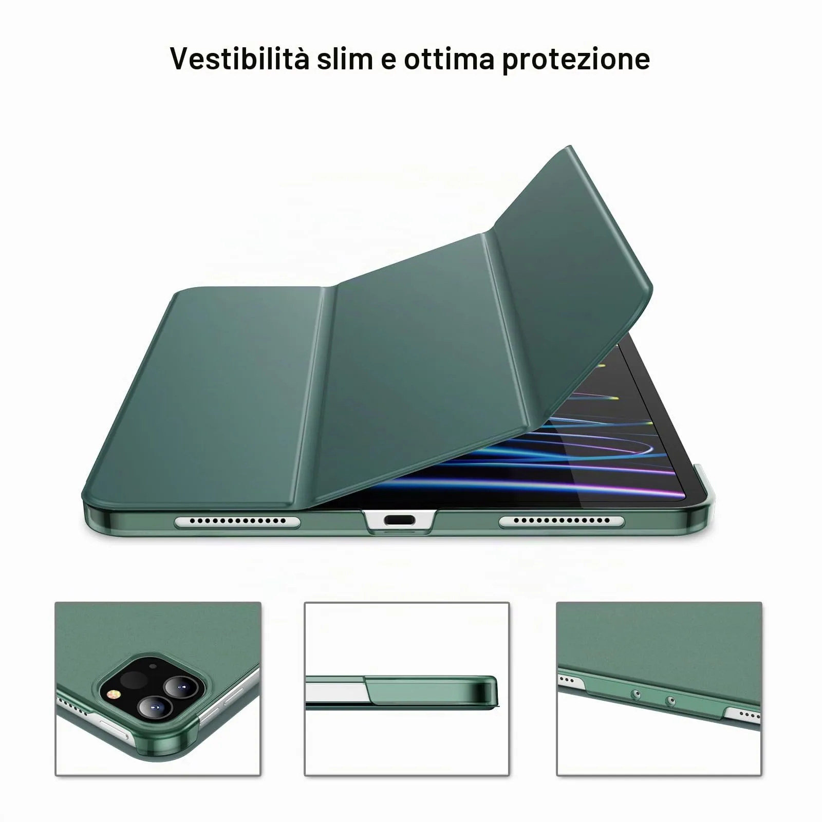 JETech Custodia per iPad Pro 11", Verde Nebbioso - immagine 3