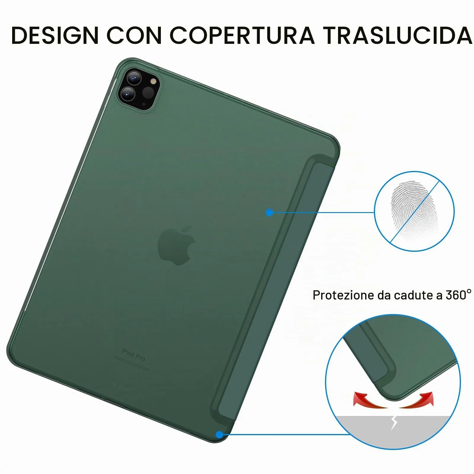 JETech Custodia per iPad Pro 11", Verde Nebbioso - immagine 4