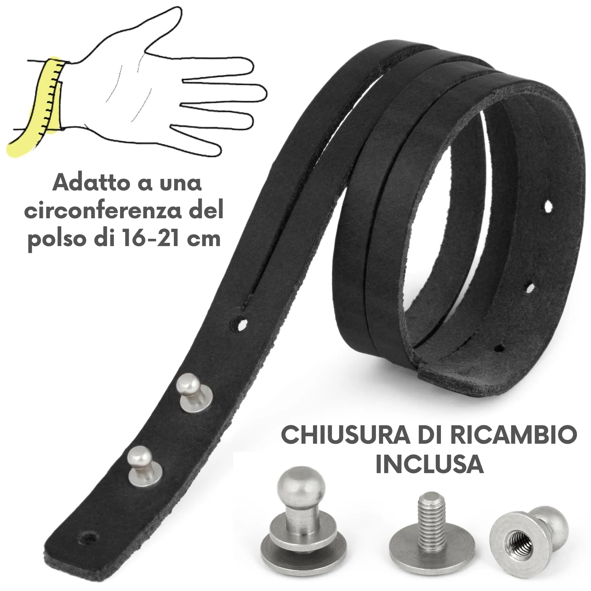 Simaru Braccialetto in Pelle Nero S-B - immagine 2