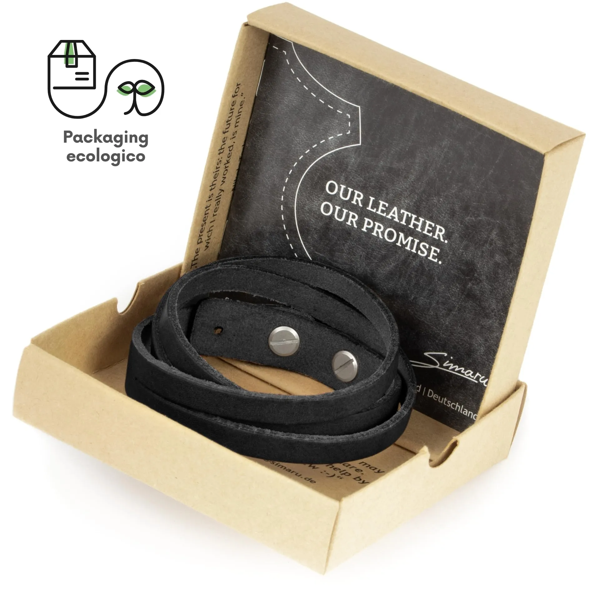 Simaru Braccialetto in Pelle Nero S-B - immagine 3