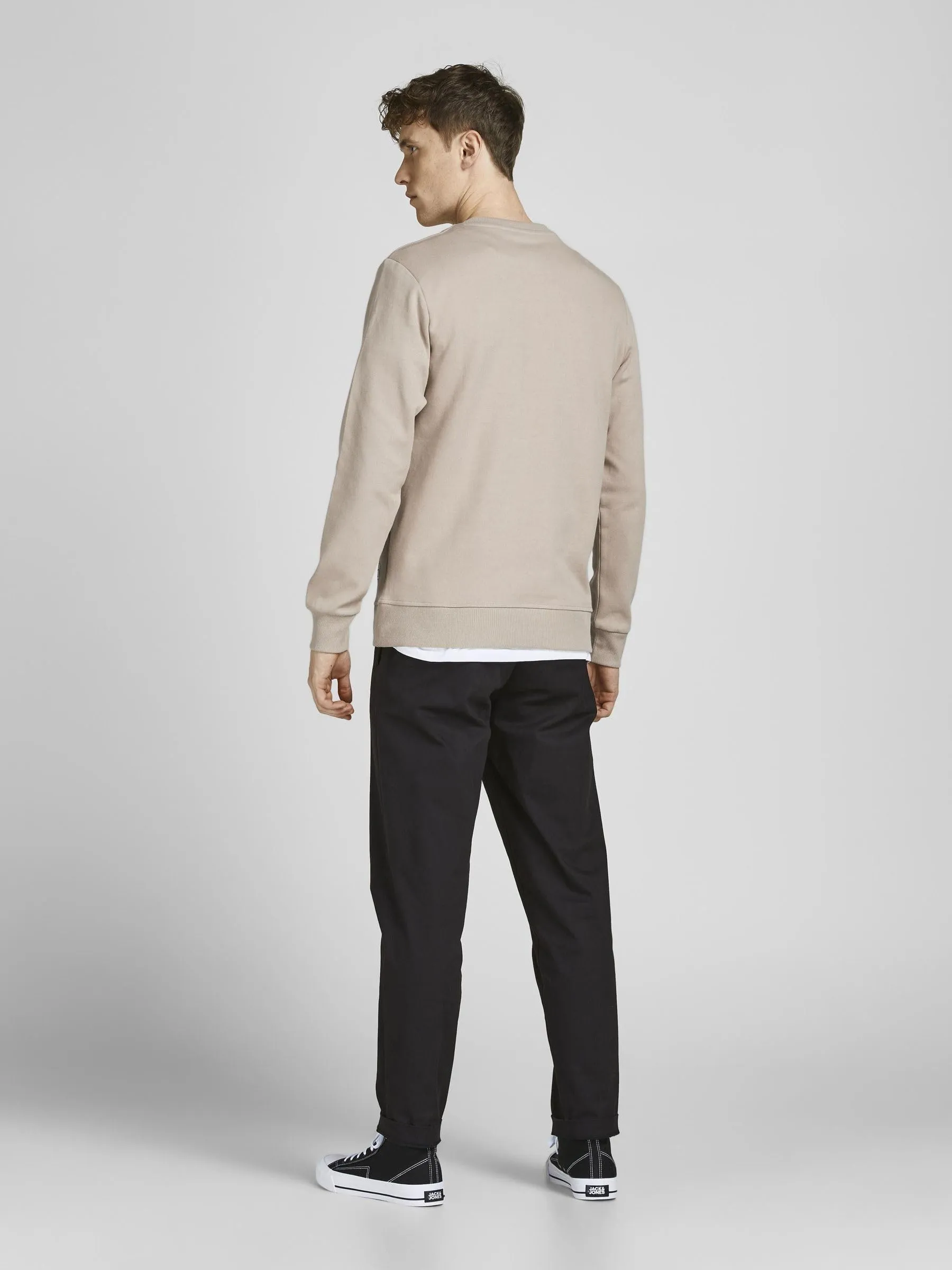 Jack & Jones Felpa Basic da Uomo Scollo Rotondo, Beige, S - immagine 4