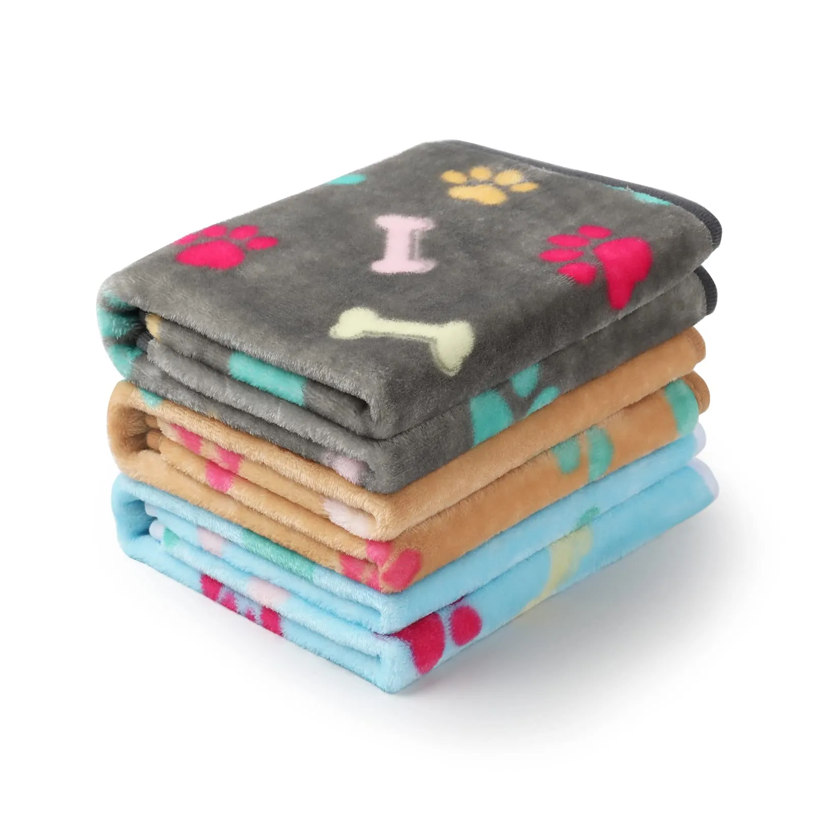 luciphia Coperta per Cane e Gatto in Flanella, Multicolore Osso, Small (60 x 40cm), 3 Pezzi - immagine 1