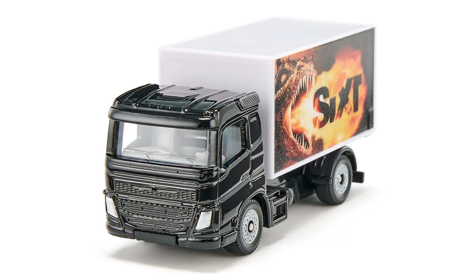 Siku 1107 Camion con Vano di Carico Sixt, Metallo e Plastica, Nero e Bianco, Portellone Posteriore Apribile, Fantasia con Drago - immagine 2
