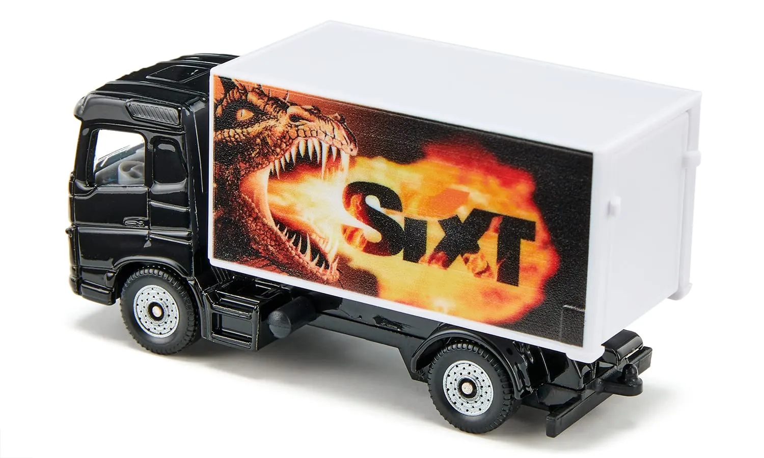 Siku 1107 Camion con Vano di Carico Sixt, Metallo e Plastica, Nero e Bianco, Portellone Posteriore Apribile, Fantasia con Drago - immagine 3