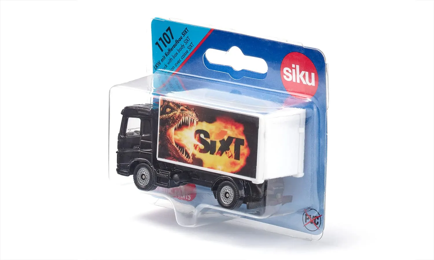 Siku 1107 Camion con Vano di Carico Sixt, Metallo e Plastica, Nero e Bianco, Portellone Posteriore Apribile, Fantasia con Drago - immagine 6