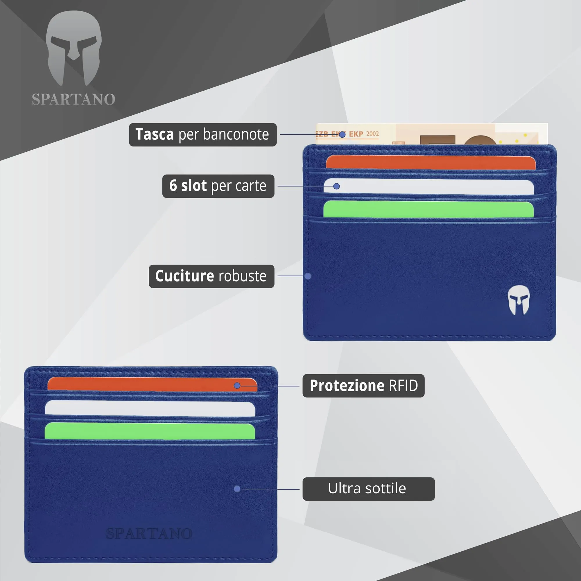 Spartano Porta Carte di Credito Uomo con Protezione RFID - Ares - immagine 2