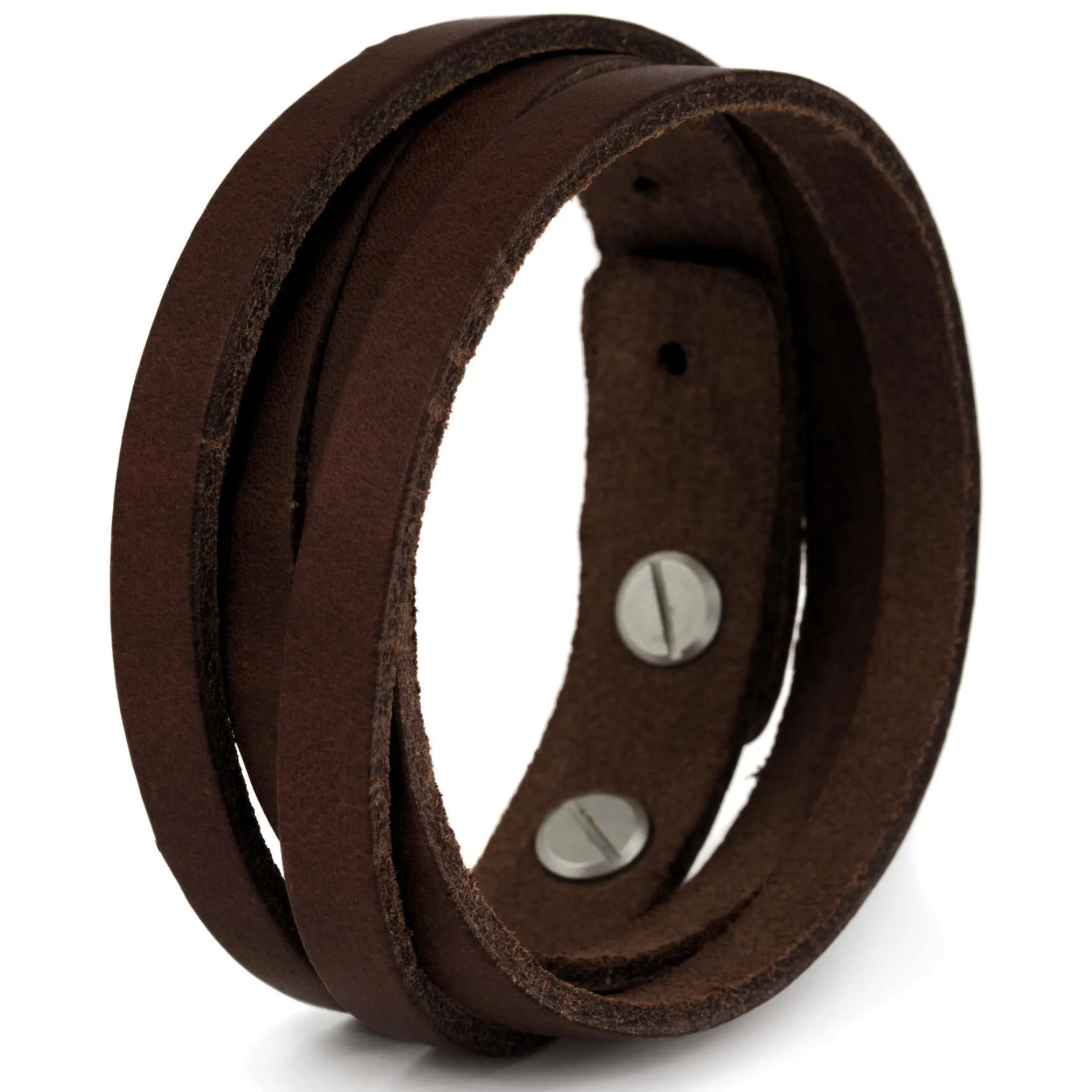 Simaru Bracciale da Uomo in Vera Pelle Toscana Conciata al Vegetale con Chiusura in Ottone, Regolabile - immagine 1