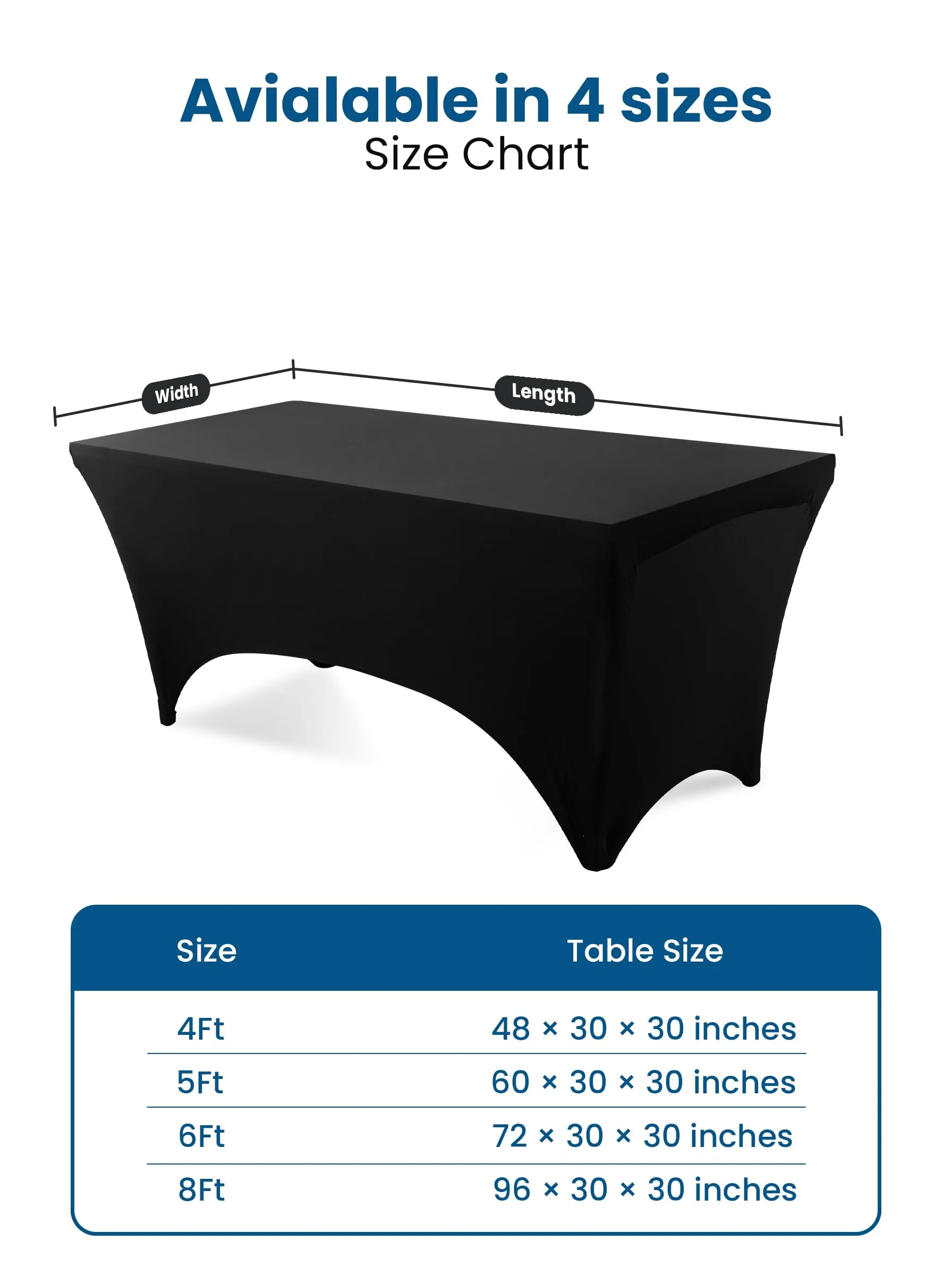 Utopia Kitchen Tovaglia Estensibile in Poliestere e Spandex, 4 Piedi (122 cm), Nero - immagine 3