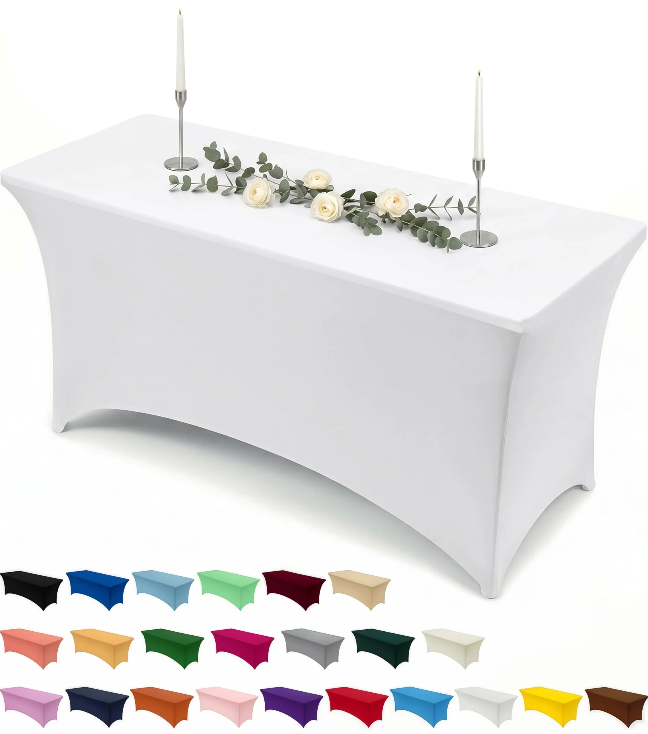 Utopia Kitchen Tovaglia Estensibile in Poliestere e Spandex, 6 Piedi (183 cm), Bianco - immagine 1