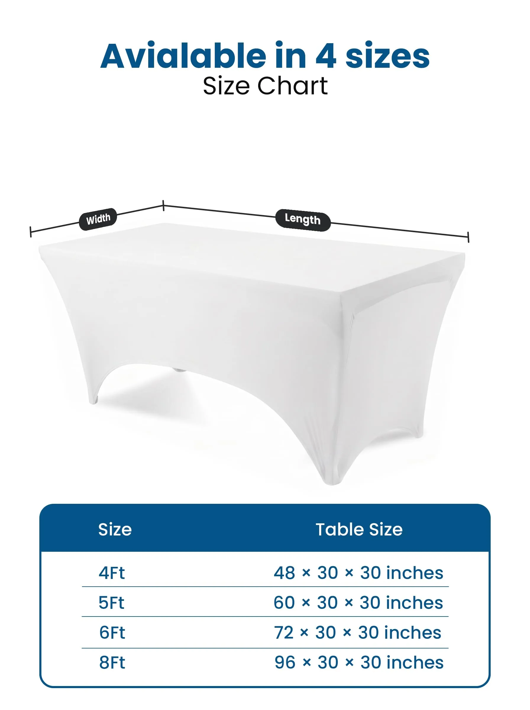 Utopia Kitchen Tovaglia Estensibile in Poliestere e Spandex, 6 Piedi (183 cm), Bianco - immagine 3