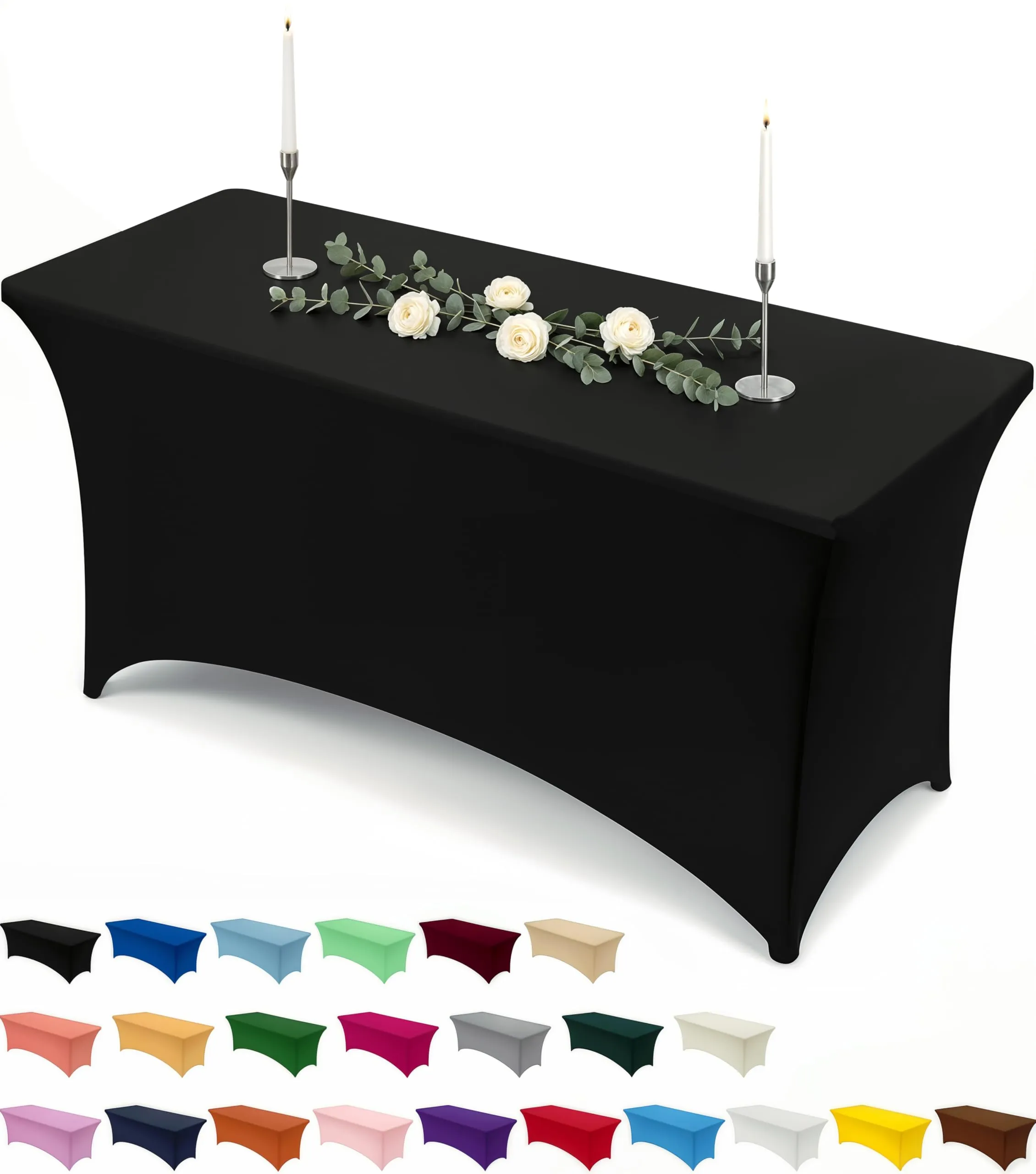 Utopia Kitchen Tovaglia Estensibile in Poliestere e Spandex, 8 Piedi (244 cm), Nero - immagine 1