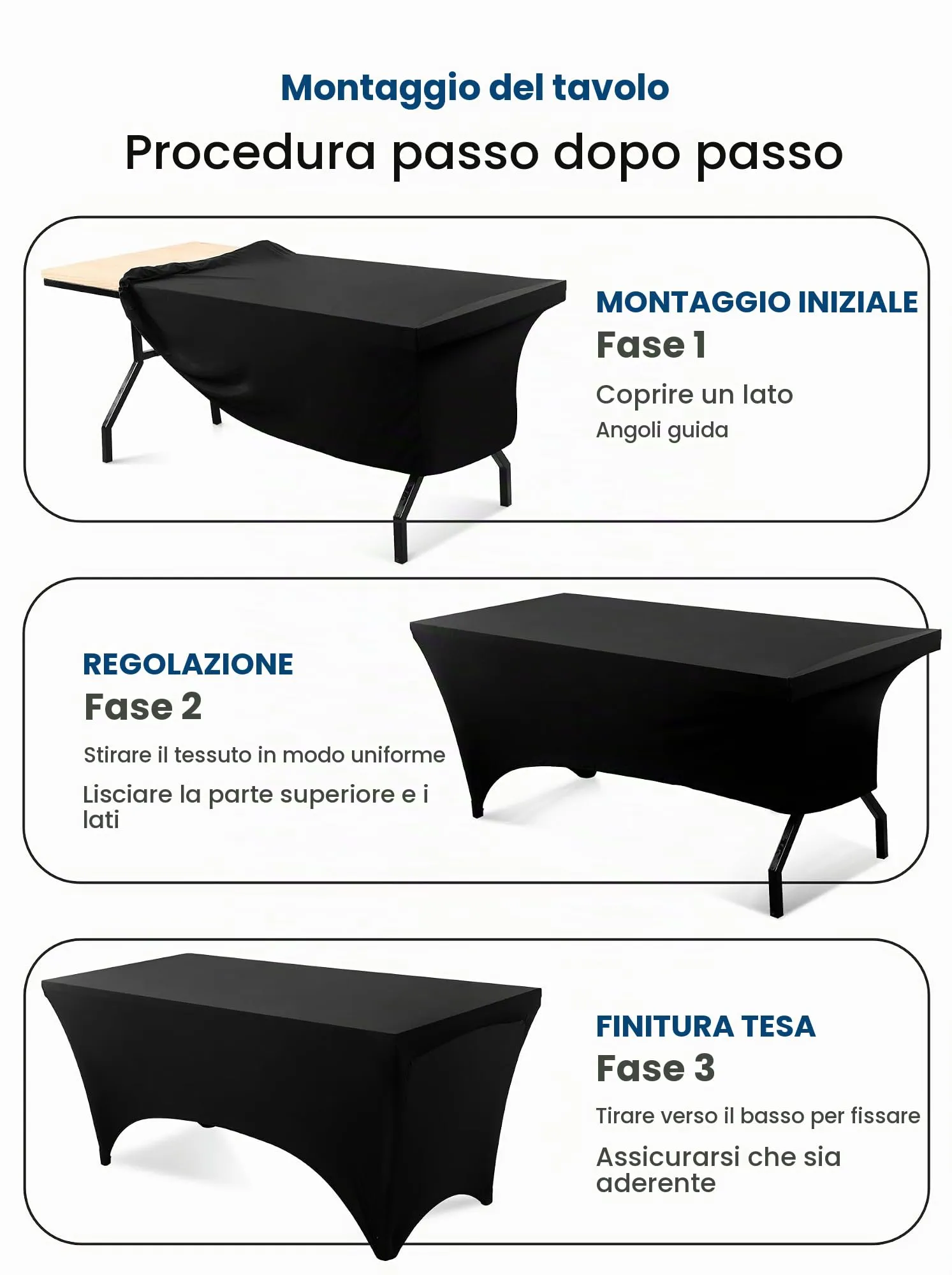 Utopia Kitchen Tovaglia Estensibile in Poliestere e Spandex, 8 Piedi (244 cm), Nero - immagine 2