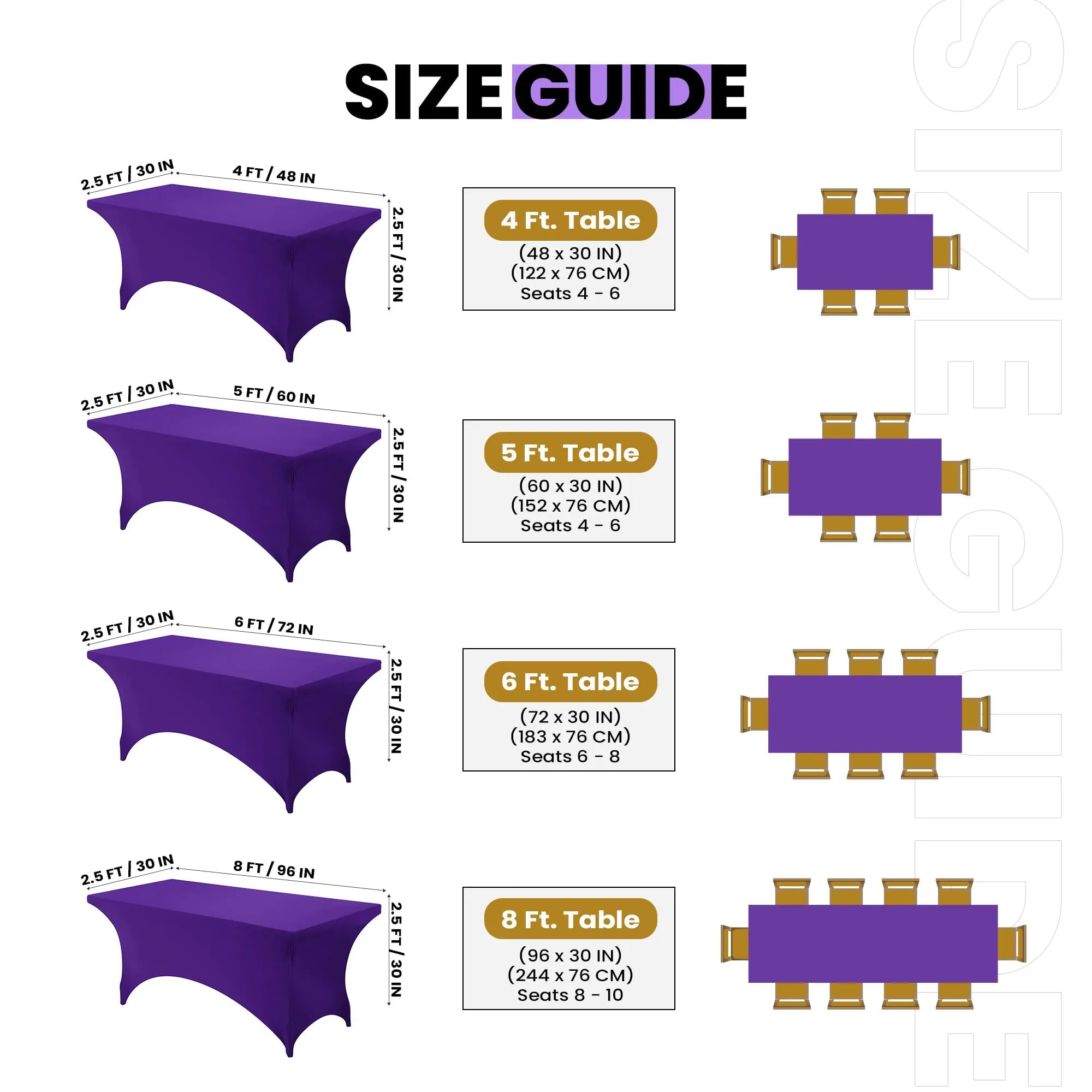 Utopia Kitchen Tovaglia Estensibile in Poliestere e Spandex, 183 cm, Viola - immagine 2