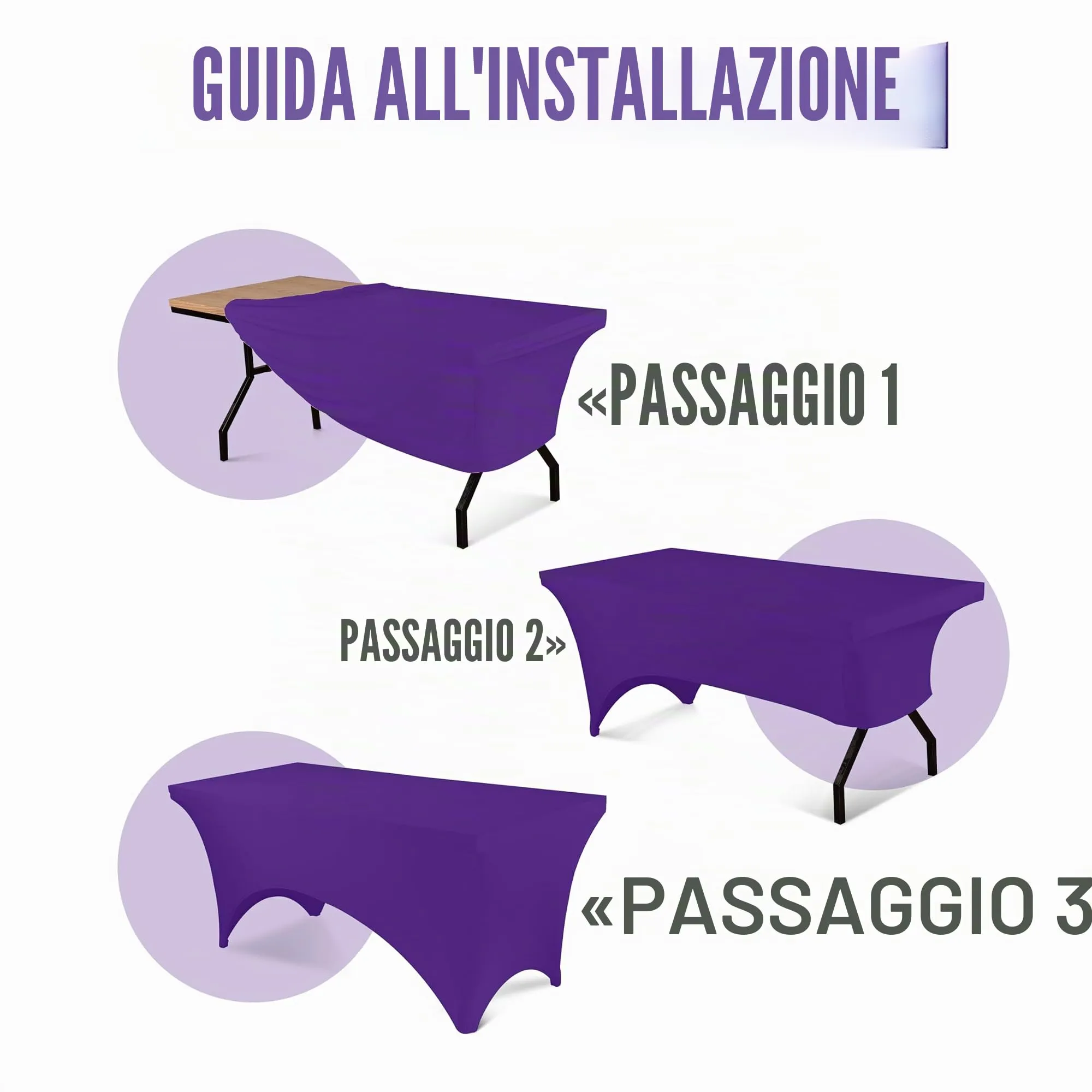 Utopia Kitchen Tovaglia Estensibile in Poliestere e Spandex, 183 cm, Viola - immagine 4
