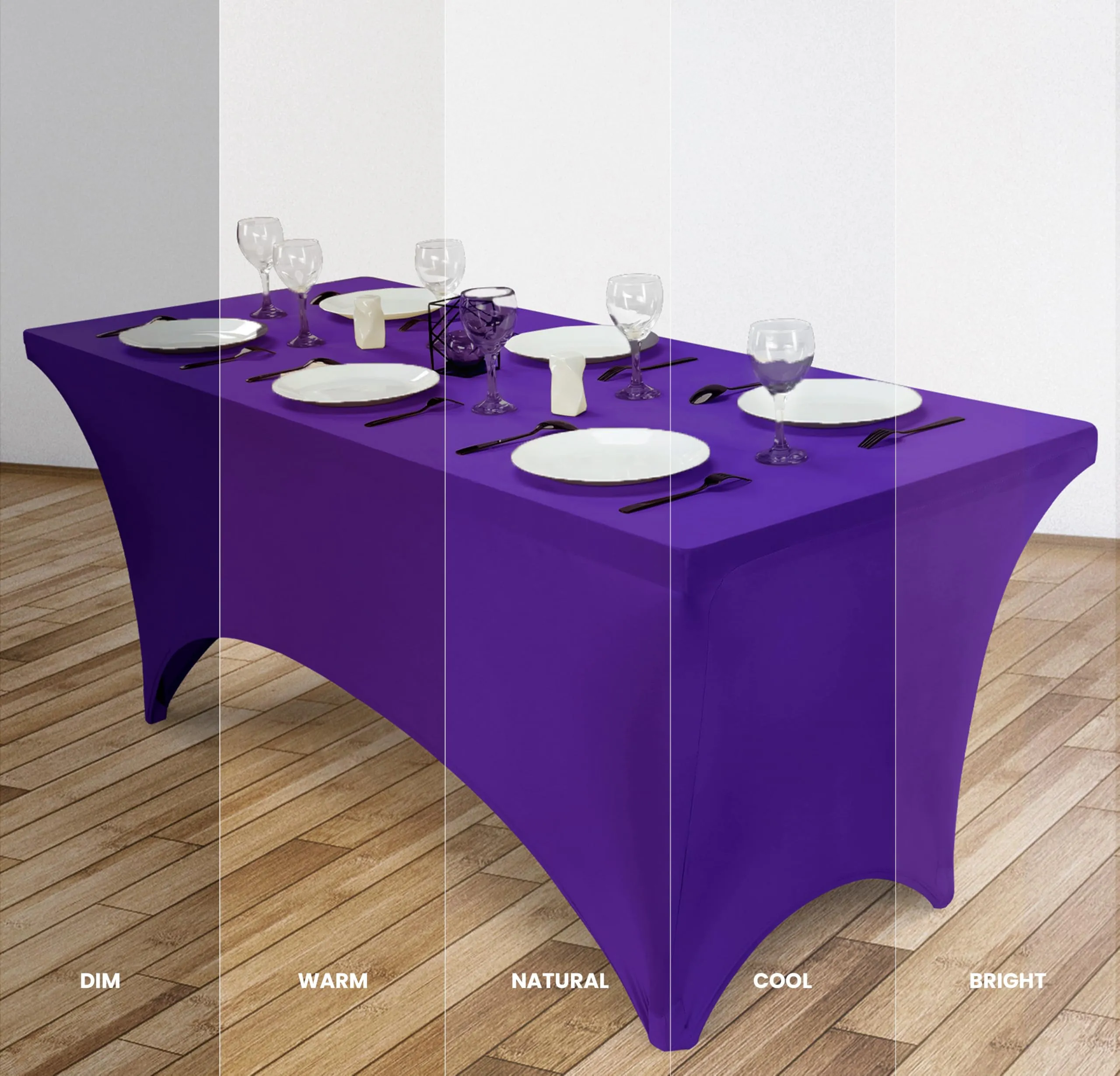 Utopia Kitchen Tovaglia Estensibile in Poliestere e Spandex, 183 cm, Viola - immagine 5